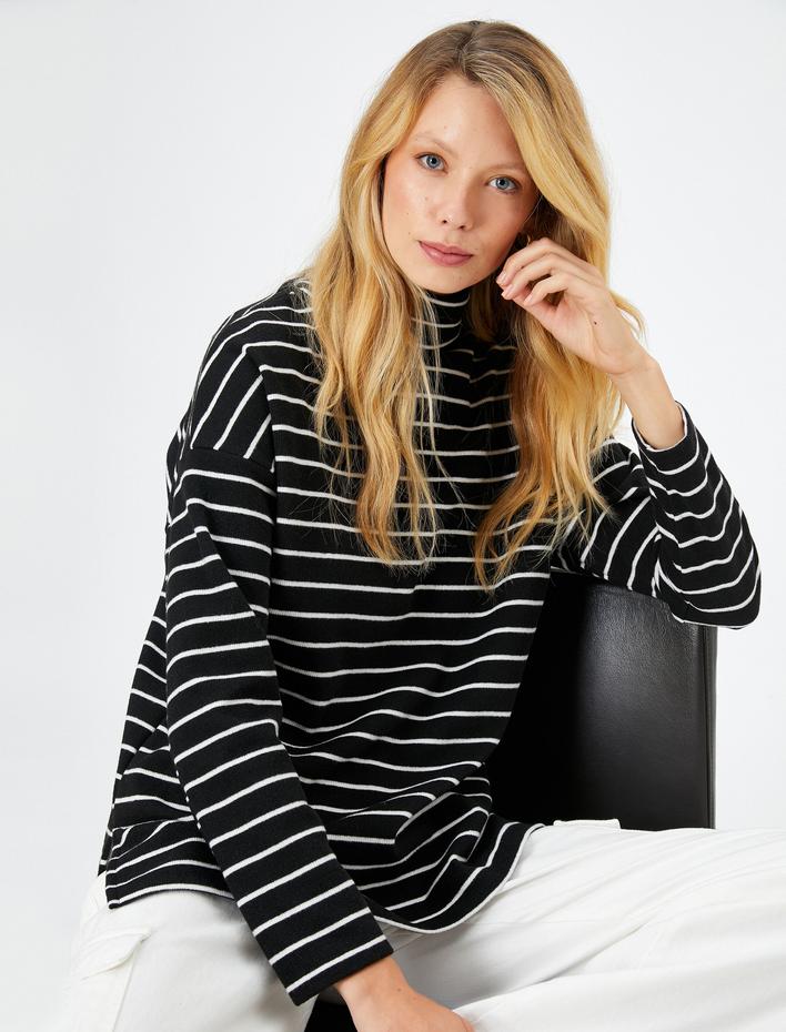  Boğazlı Kazak Uzun Kollu Düşük Omuzlu