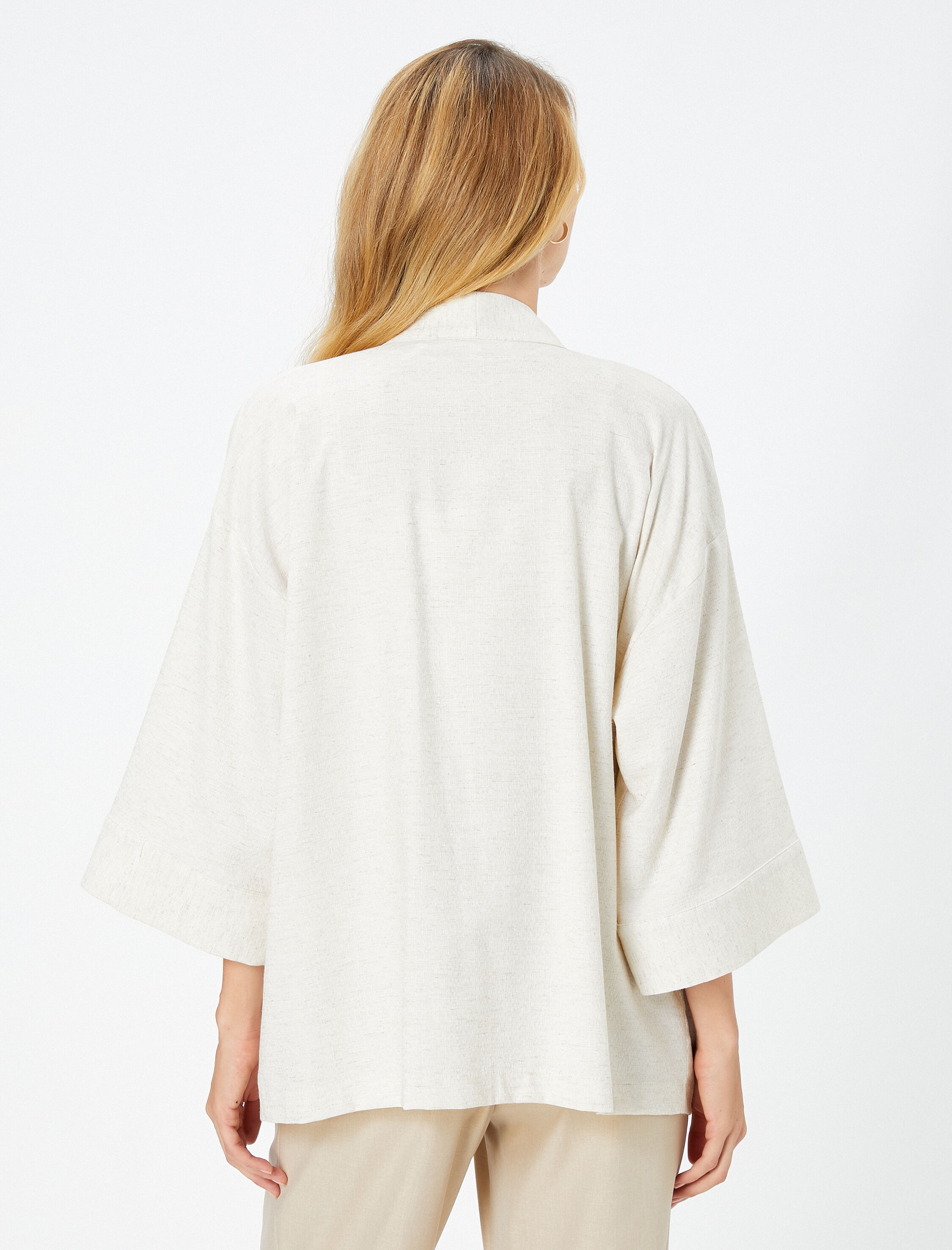   Kimono Yarım Kollu Cep Detaylı