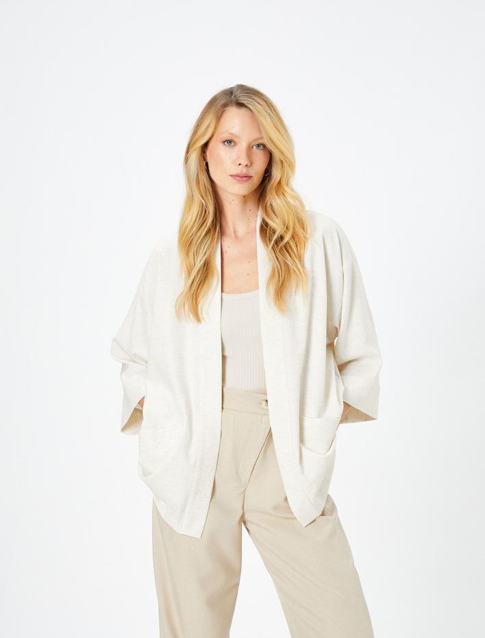  Kimono Yarım Kollu Cep Detaylı