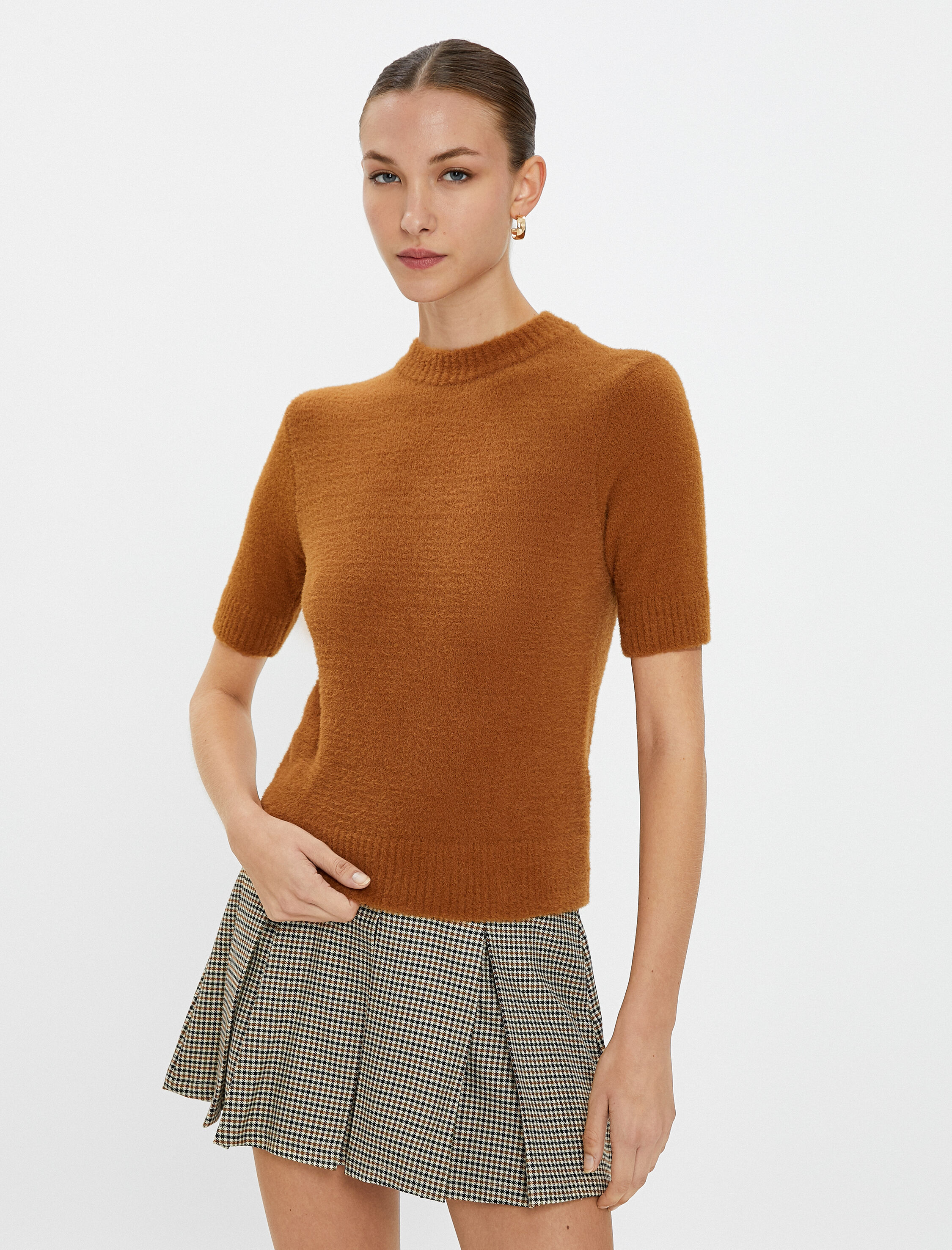   Kısa Kollu Triko Kazak Ribanalı Normal Kesim