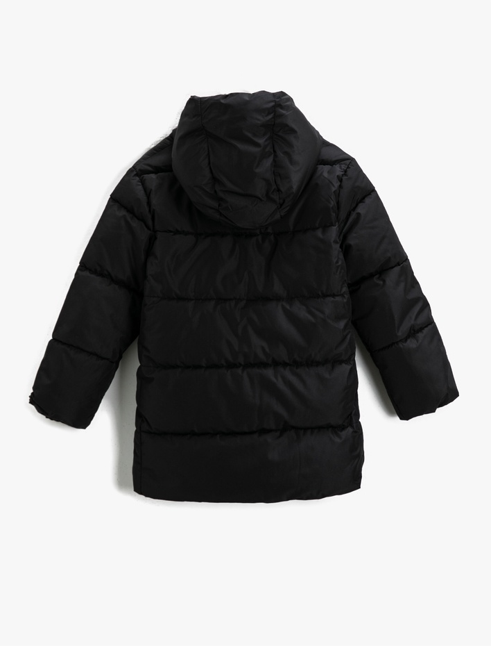 Erkek Çocuk Kapşonlu Şişme Kaban Cepli Puffer