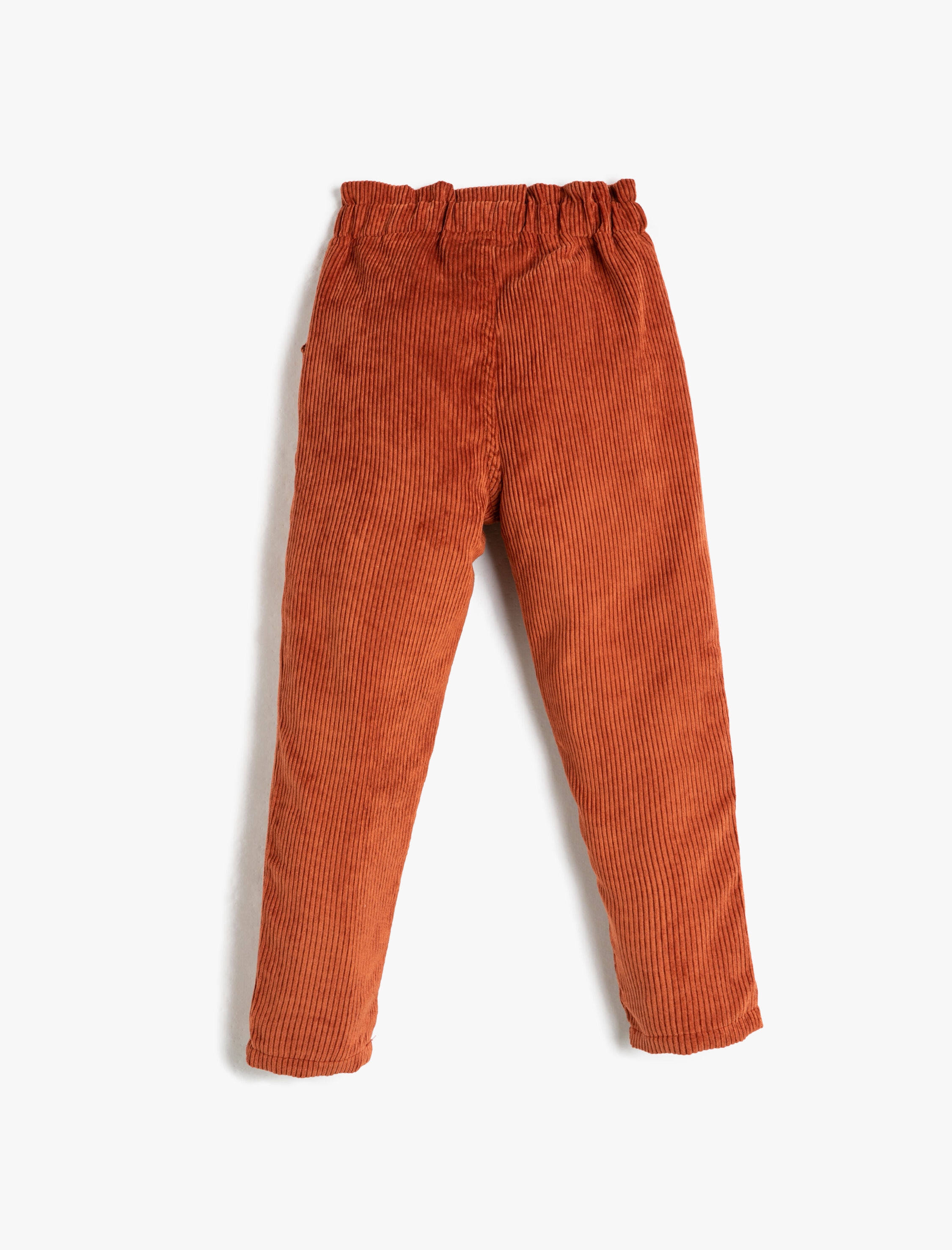  Kız Çocuk Pantolon Fitilli Kadife Beli Lastikli Düğme Detaylı Cepli