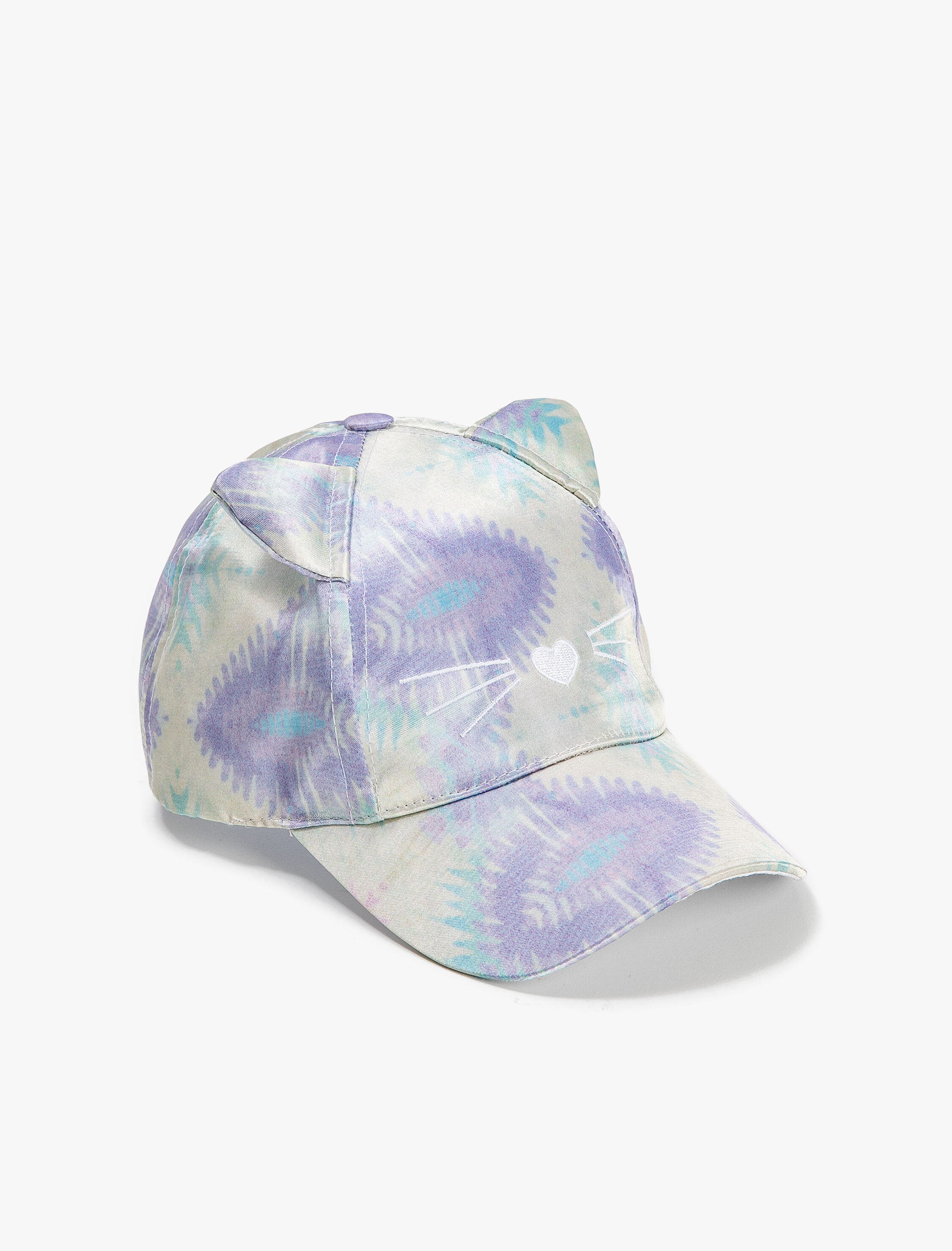  Kız Çocuk Kedi Şapka Aplike Detaylı Batik Desenli