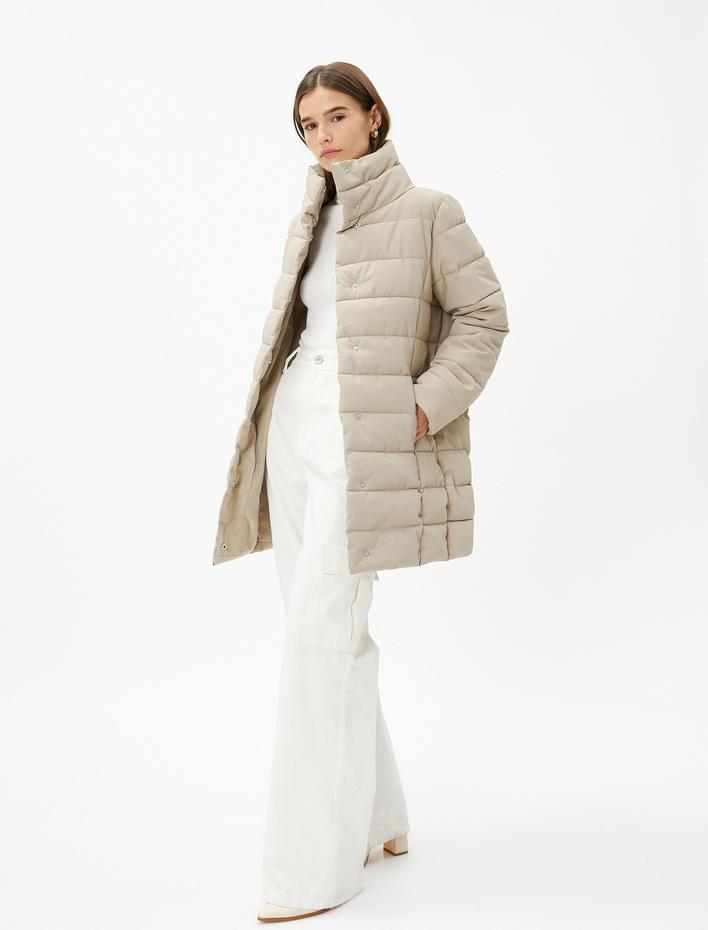  Şişme Mont Dik Yaka Çıtçıtlı Relax Fit