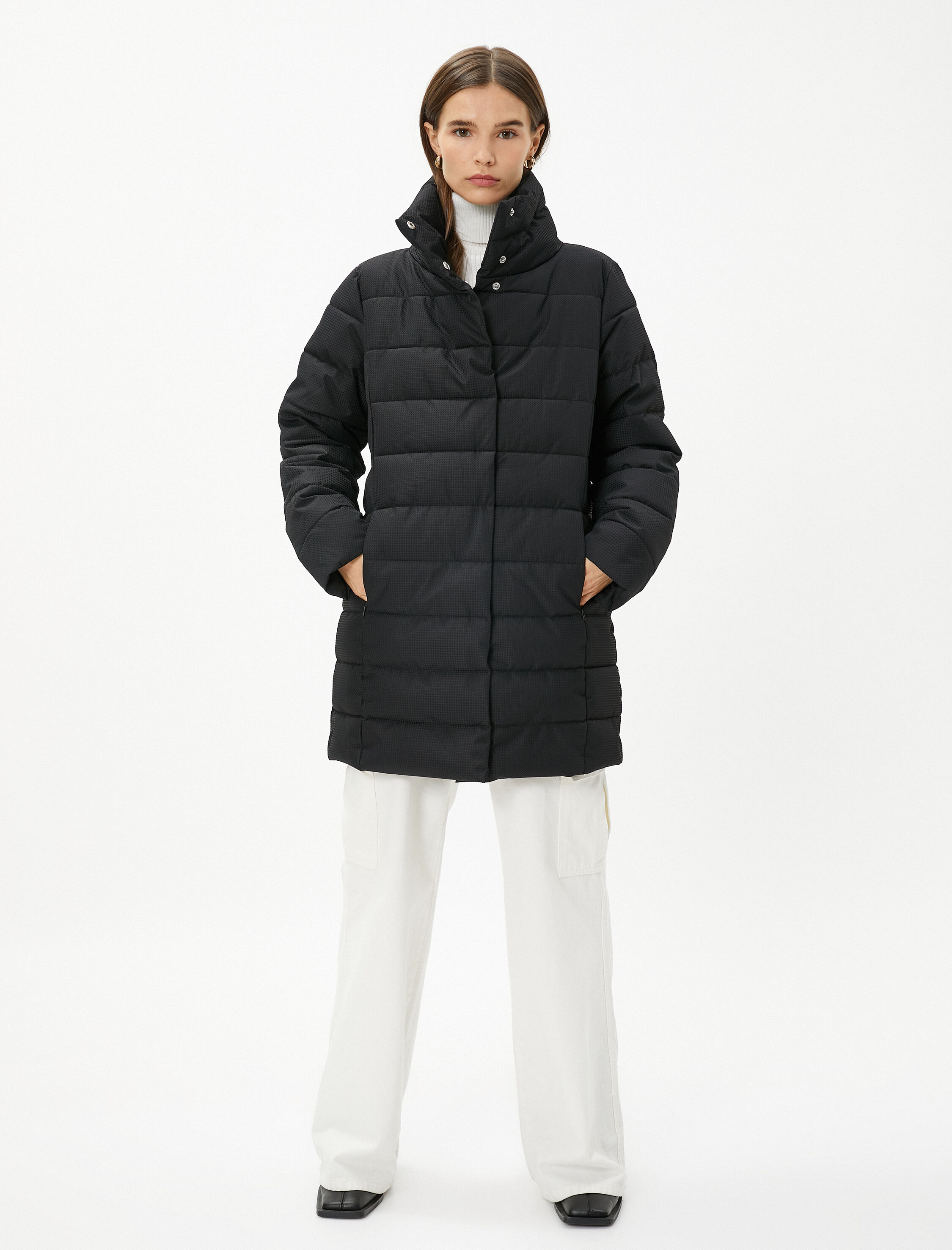   Şişme Mont Dik Yaka Çıtçıtlı Relax Fit