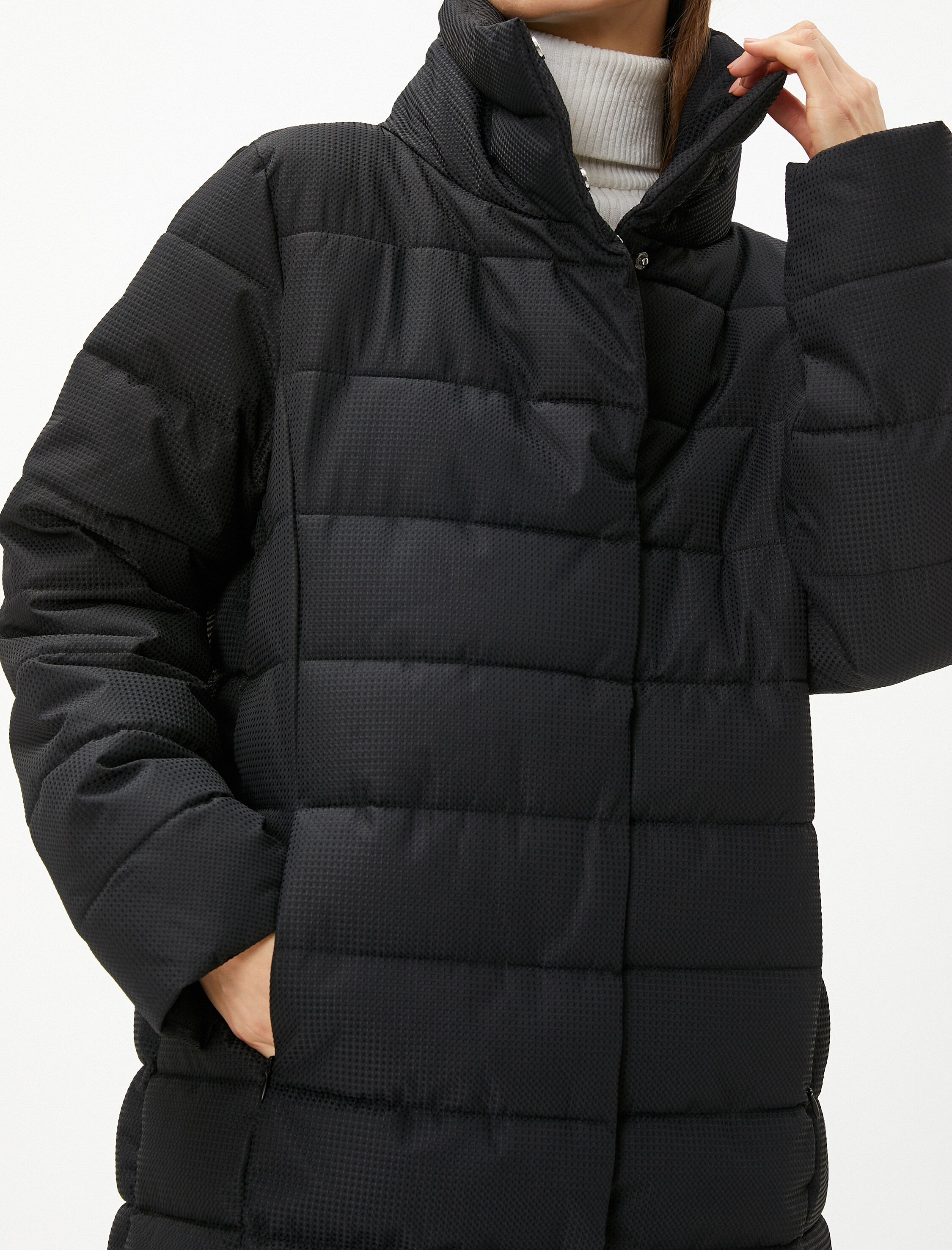   Şişme Mont Dik Yaka Çıtçıtlı Relax Fit