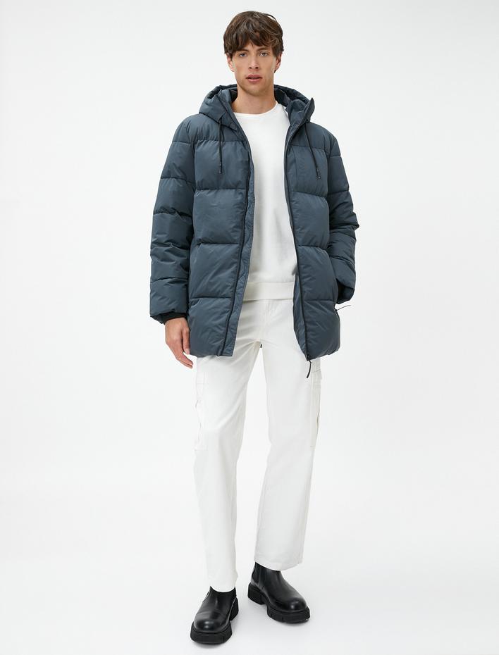  Şişme Mont Kapşonlu Cep Detaylı Fermuarlı