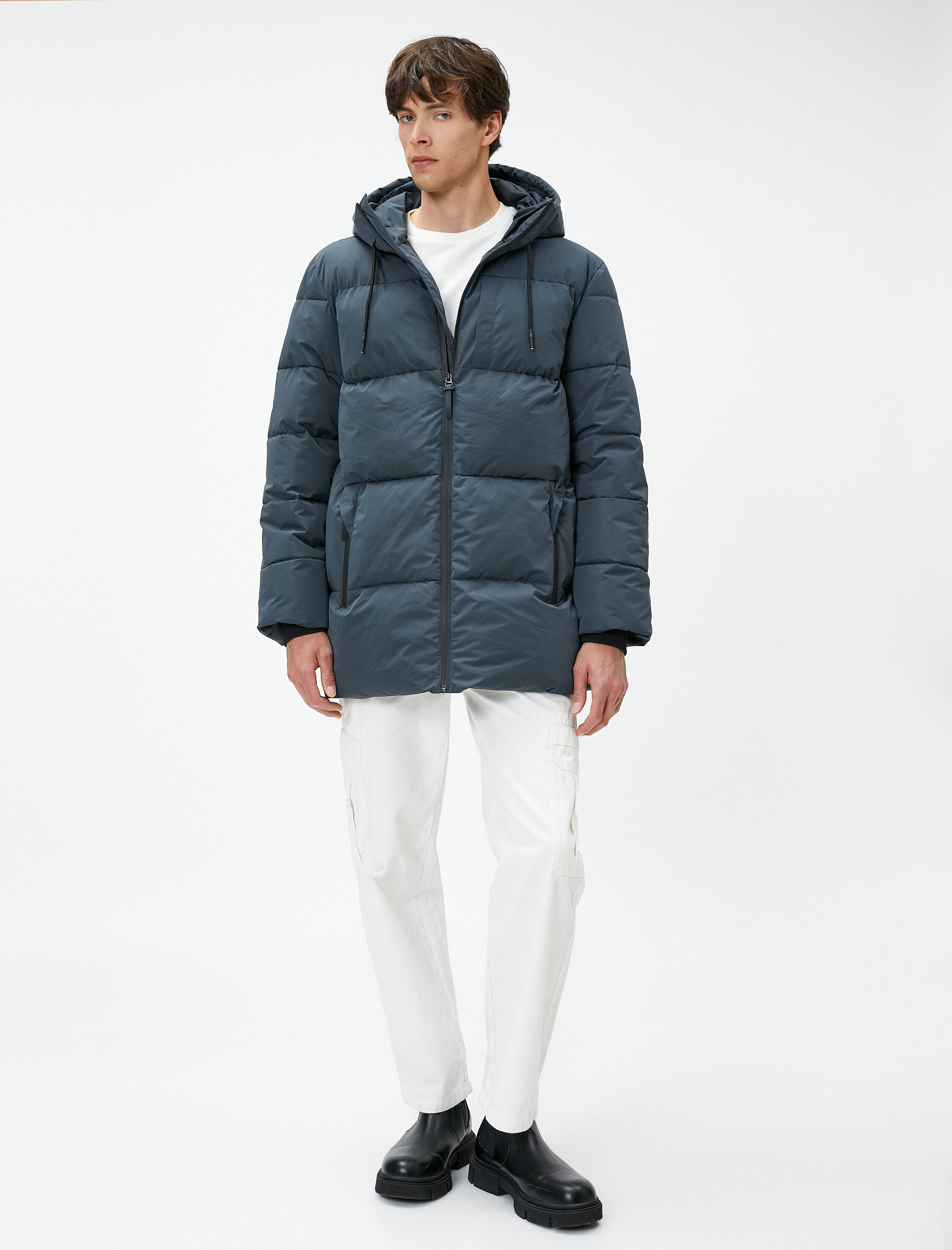   Şişme Mont Kapşonlu Cep Detaylı Fermuarlı