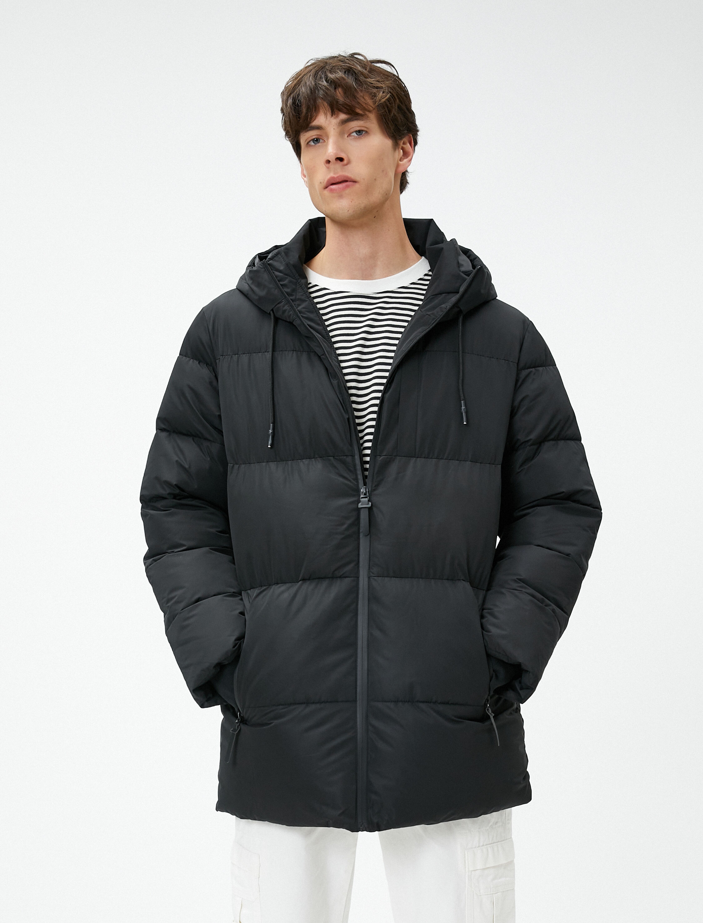   Şişme Mont Kapşonlu Cep Detaylı Fermuarlı