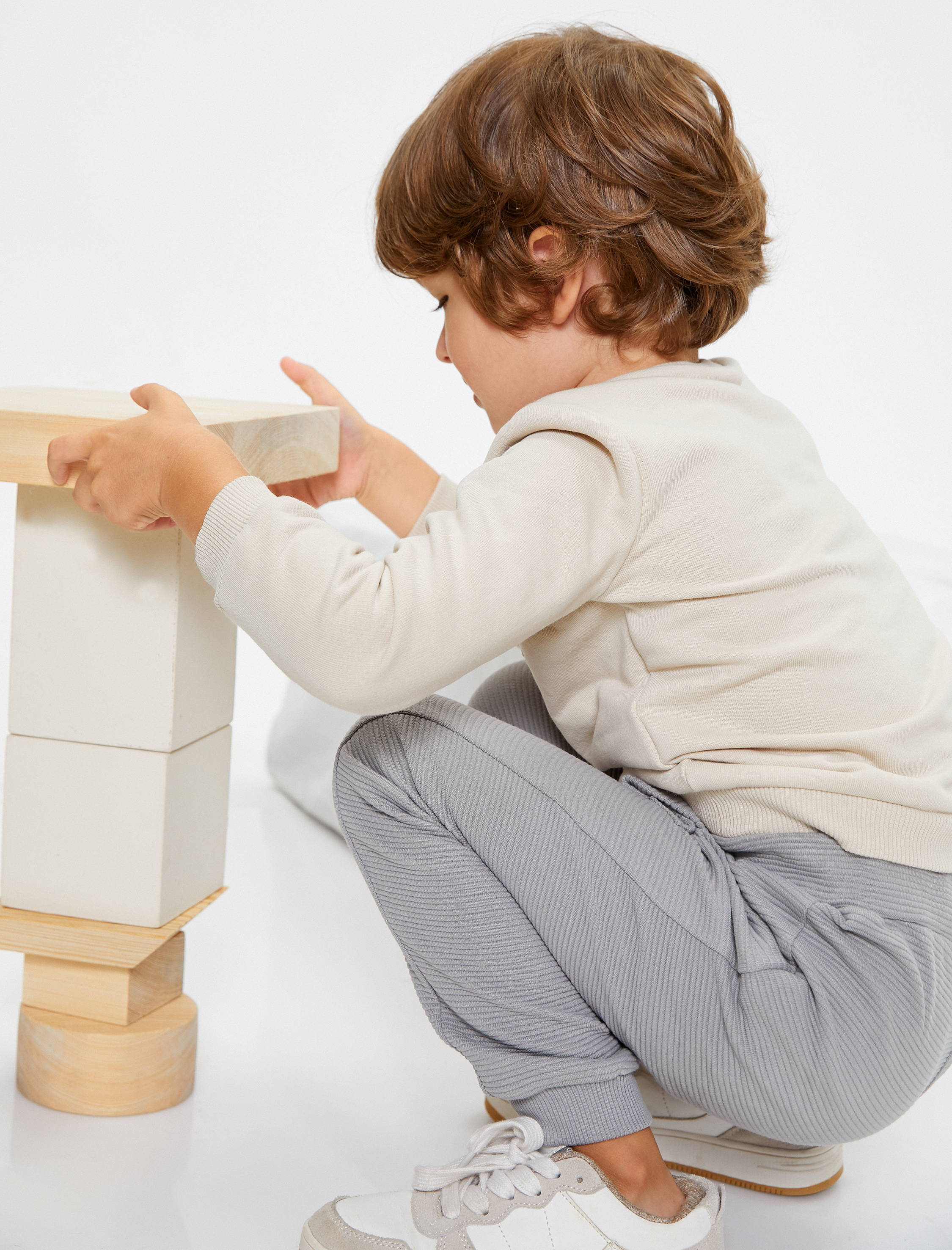  Erkek Bebek Basic Jogger Eşofman Altı Beli Bağlamalı Dokulu Pamuklu