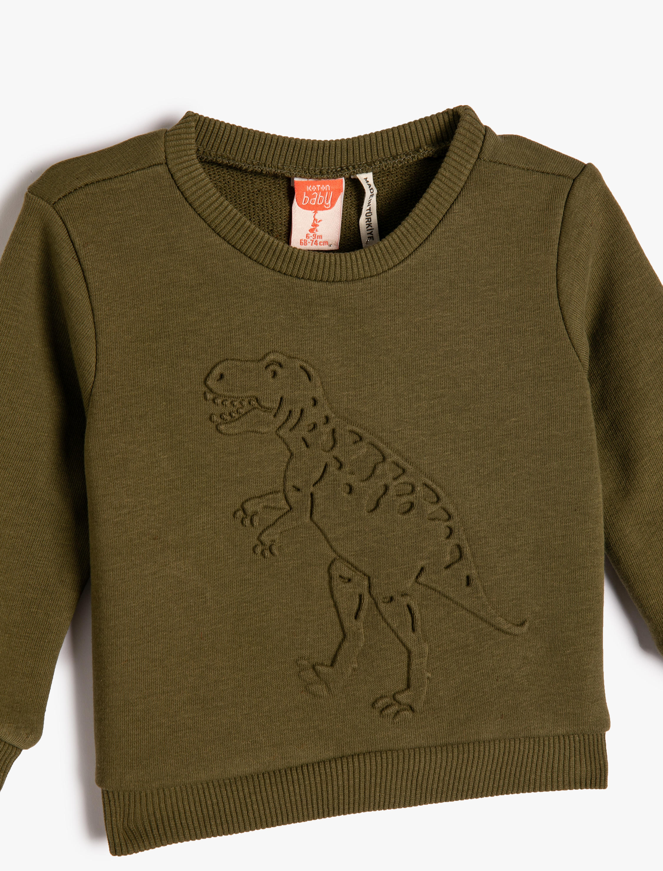 Erkek Bebek Dinozorlu Sweatshirt Bisiklet Yaka Uzun Kollu