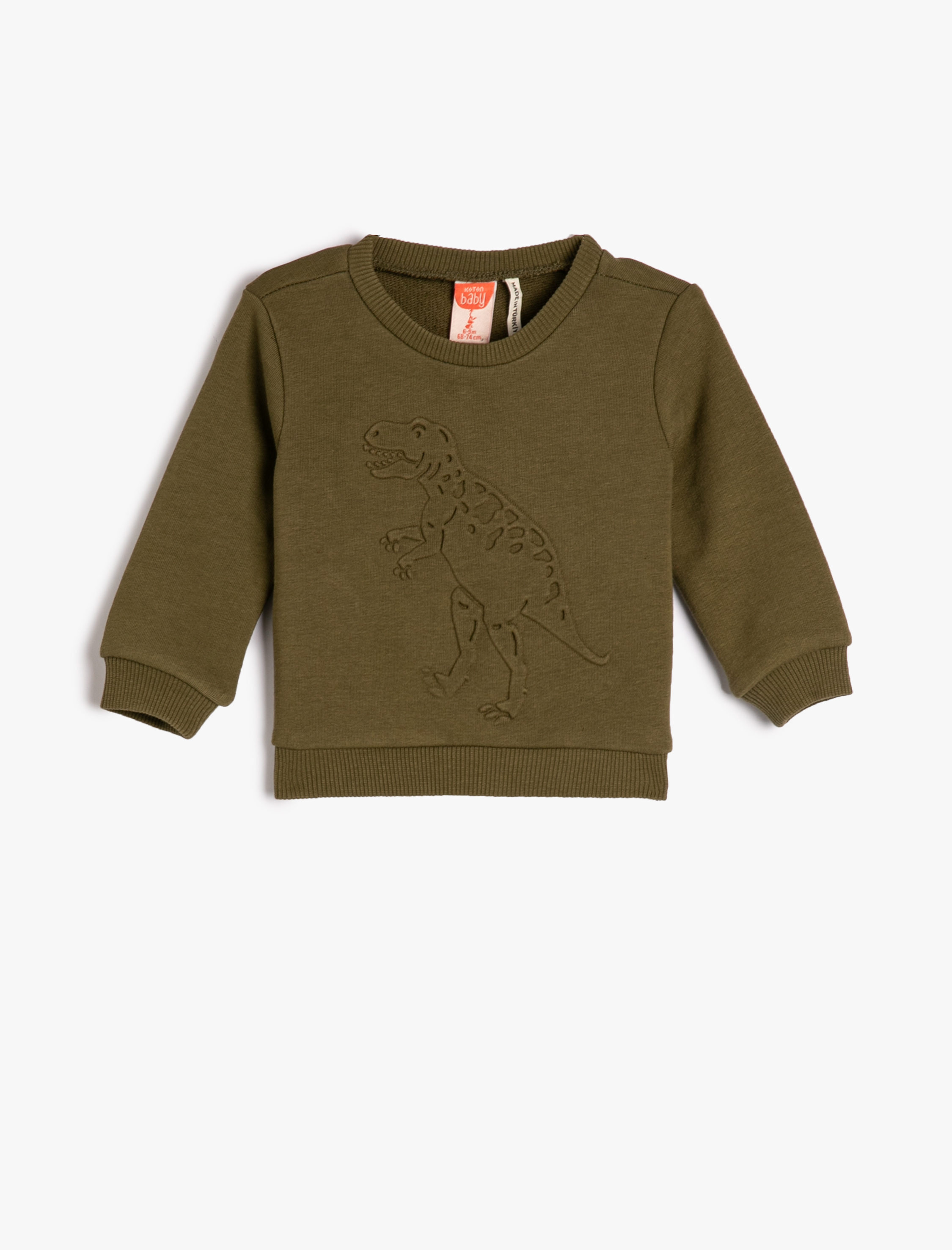 Erkek Bebek Dinozorlu Sweatshirt Bisiklet Yaka Uzun Kollu