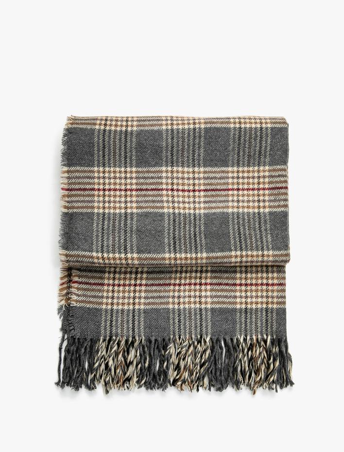 Kadın Ekose Şal Püskül Detaylı