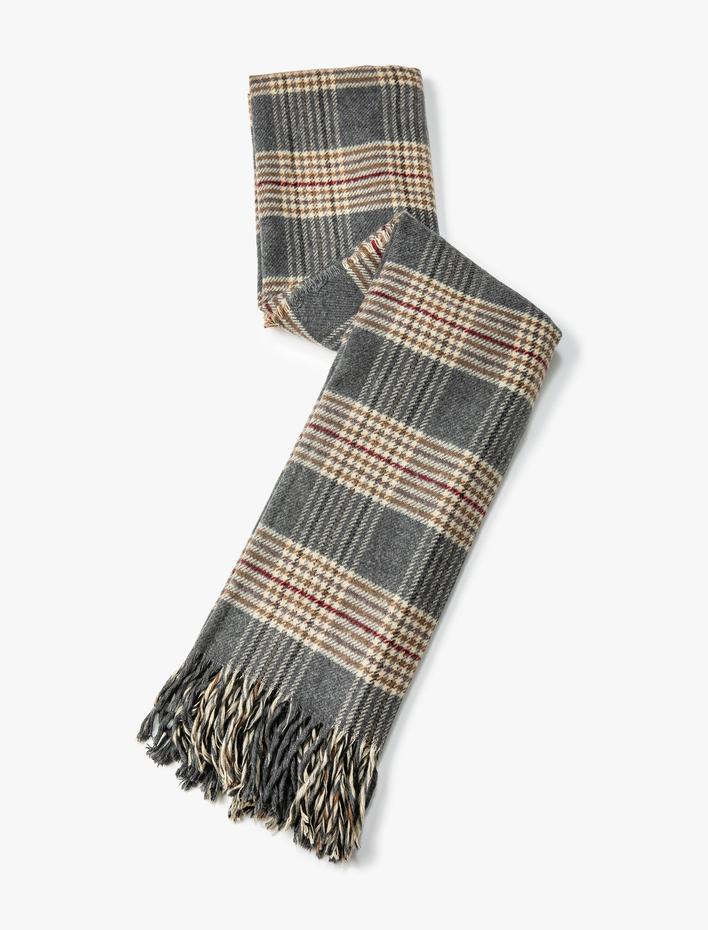 Kadın Ekose Şal Püskül Detaylı