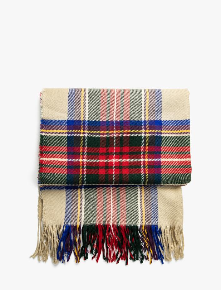 Kadın Ekose Şal Püskül Detaylı