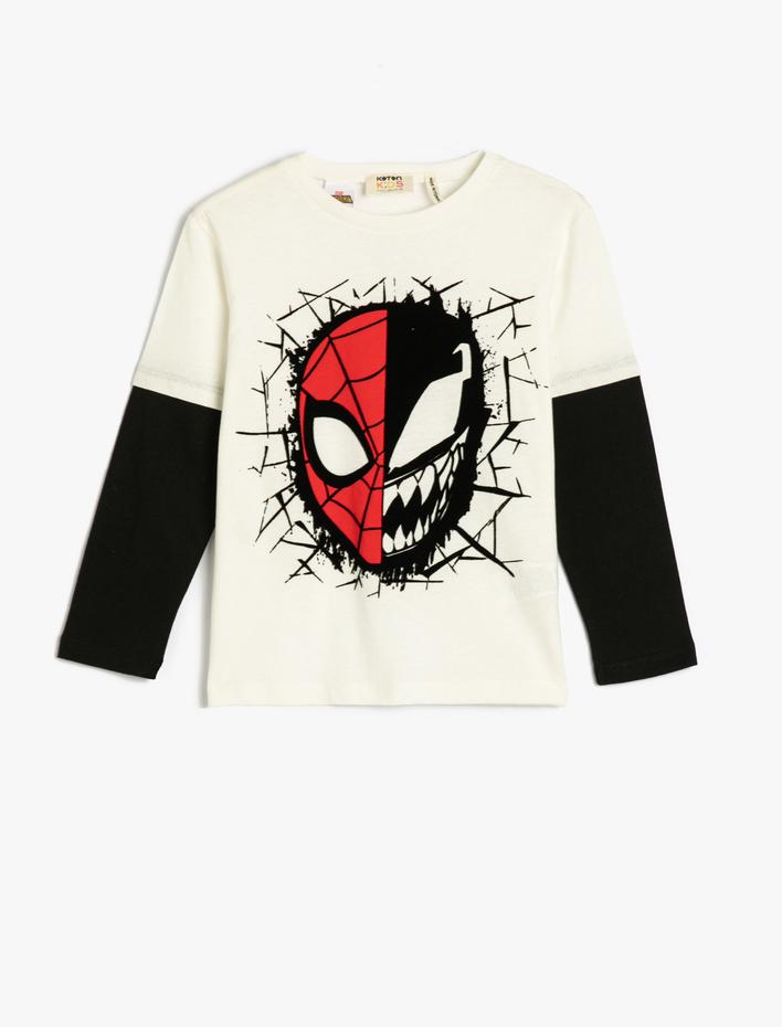 Erkek Çocuk Örümcek Adam Tişört Lisanslı Uzun Kollu Bisiklet Yaka Çıkma Kol Pamuklu