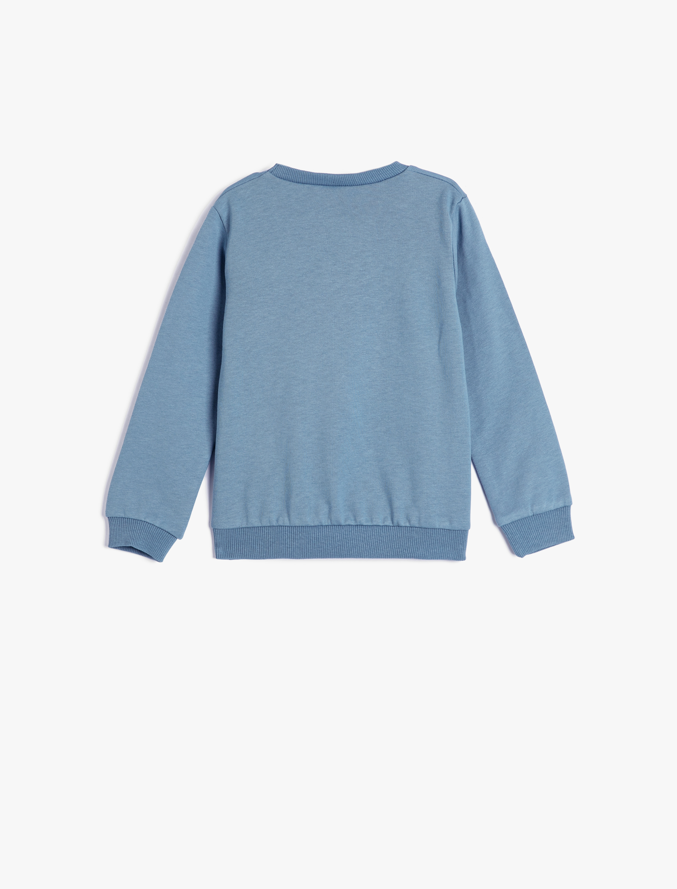 Erkek Bebek Sweatshirt Tilki İşleme Detaylı Uzun Kollu Bisiklet Yaka Pamuklu