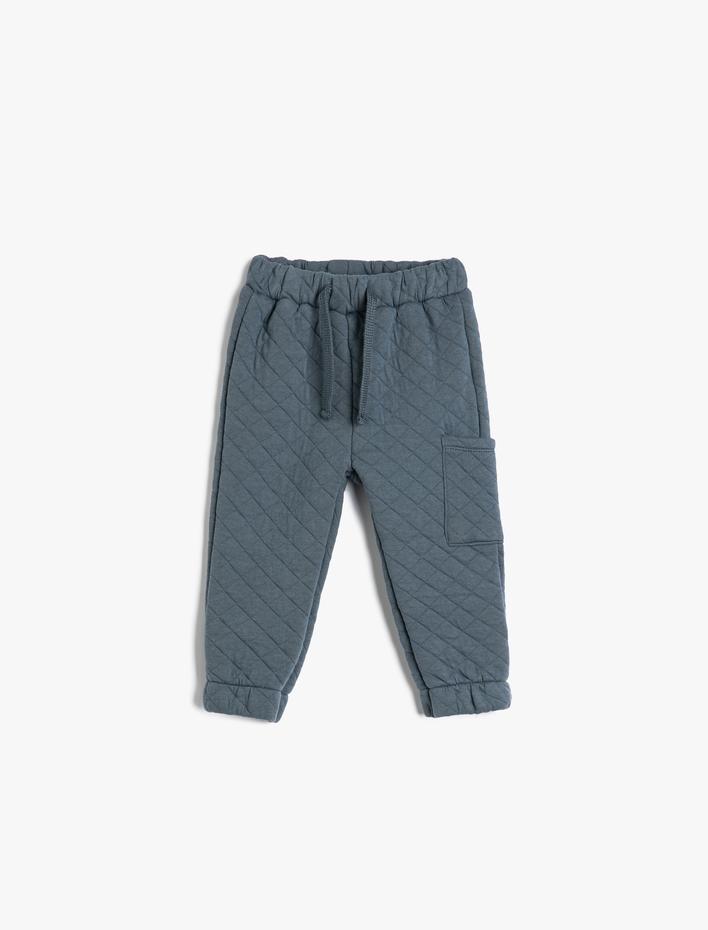 Erkek Bebek Jogger Kapitone Eşofman Altı Beli Bağlamalı Cep Detaylı Pamuklu