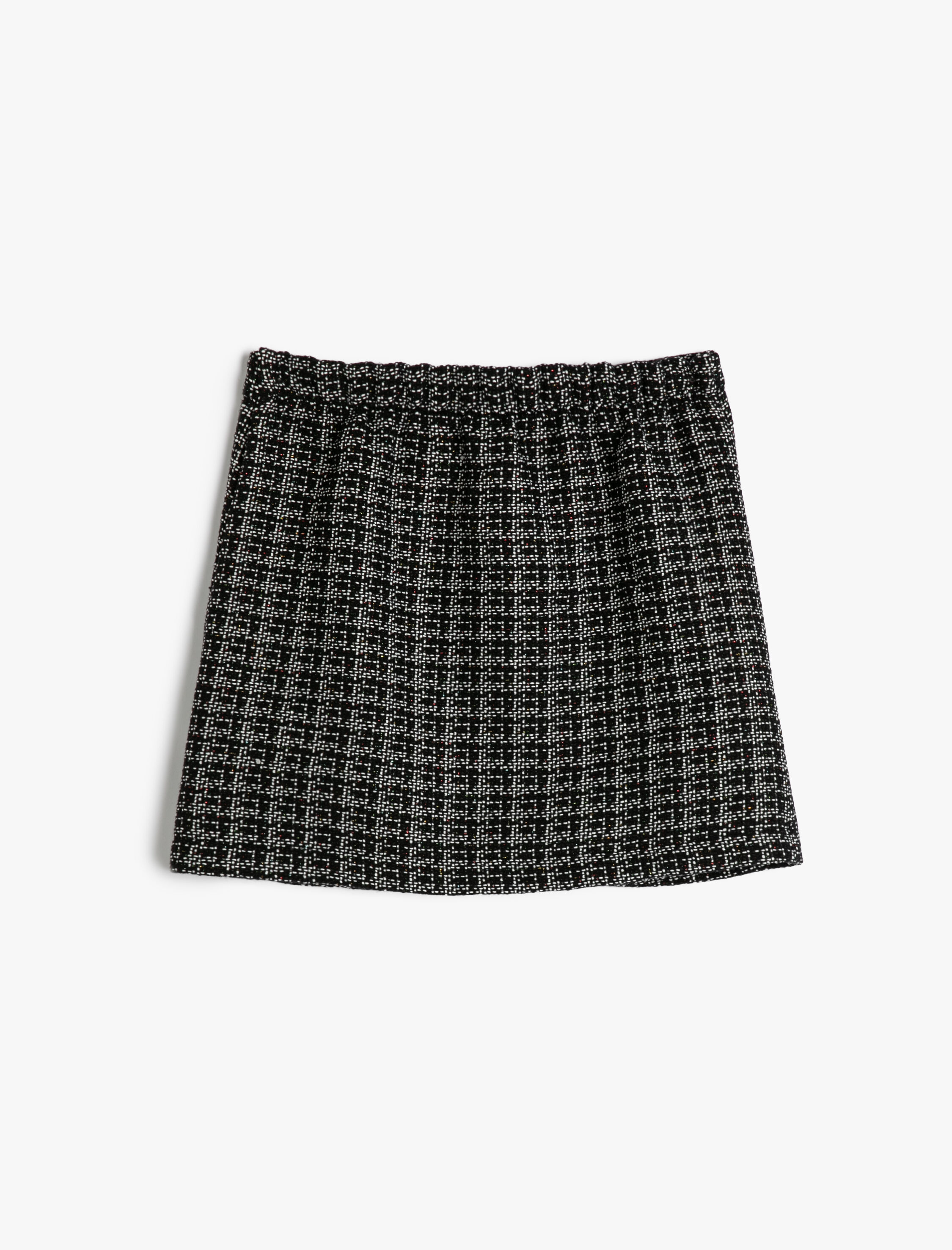  Kız Çocuk Tüvit Etek Mini Düğme Detaylı Beli Lastikli