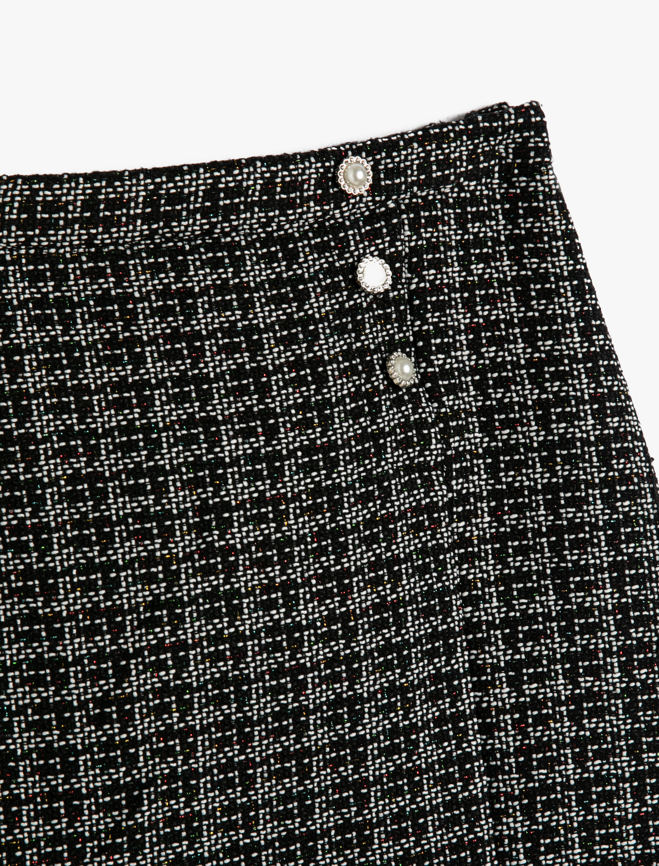  Kız Çocuk Tüvit Etek Mini Düğme Detaylı Beli Lastikli