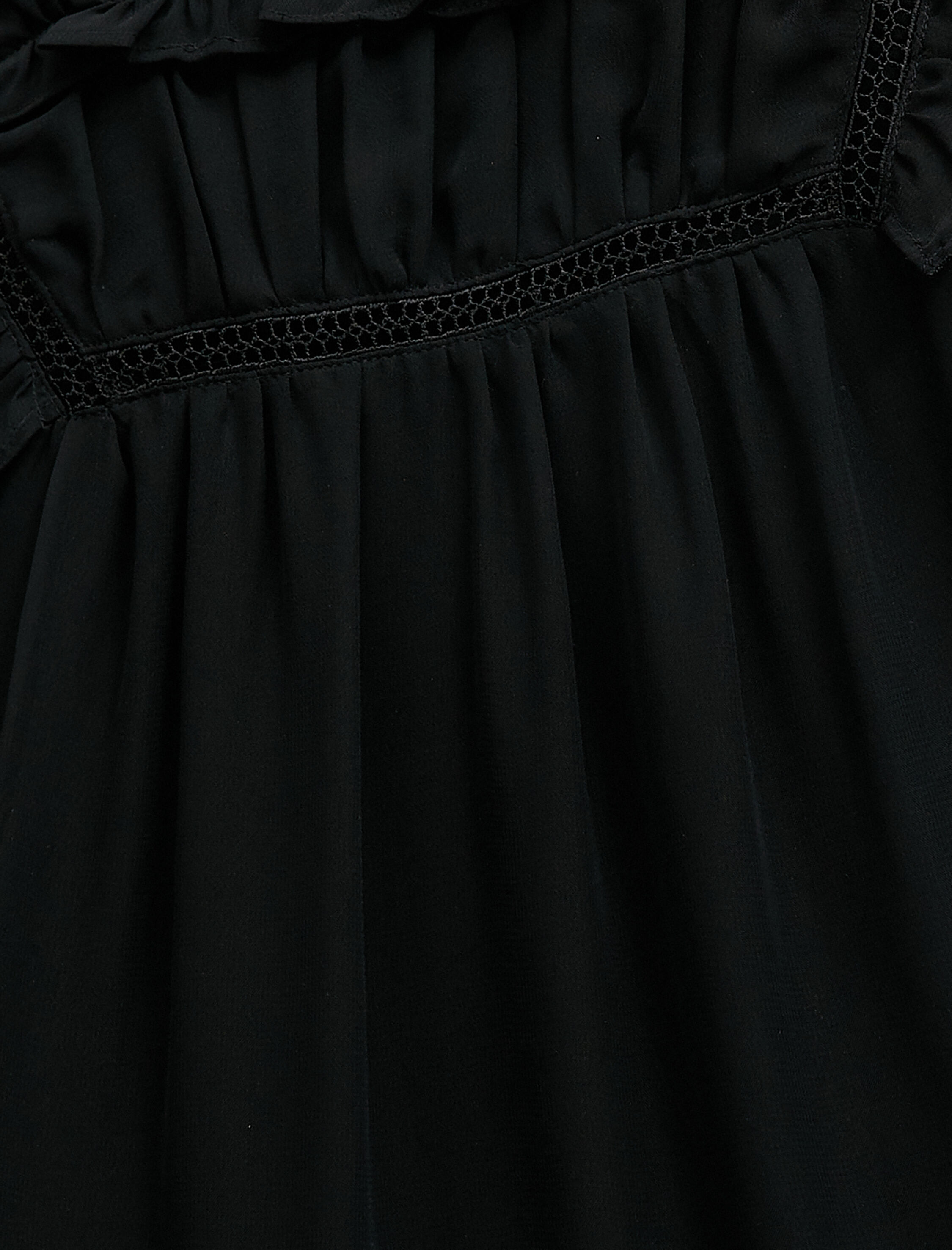   Mini Fırfırlı Şifon Elbise Katlı