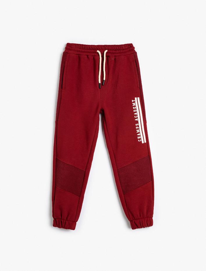 Erkek Çocuk Jogger Eşofman Altı Beli Bağlamalı Cepli Baskı Detaylı