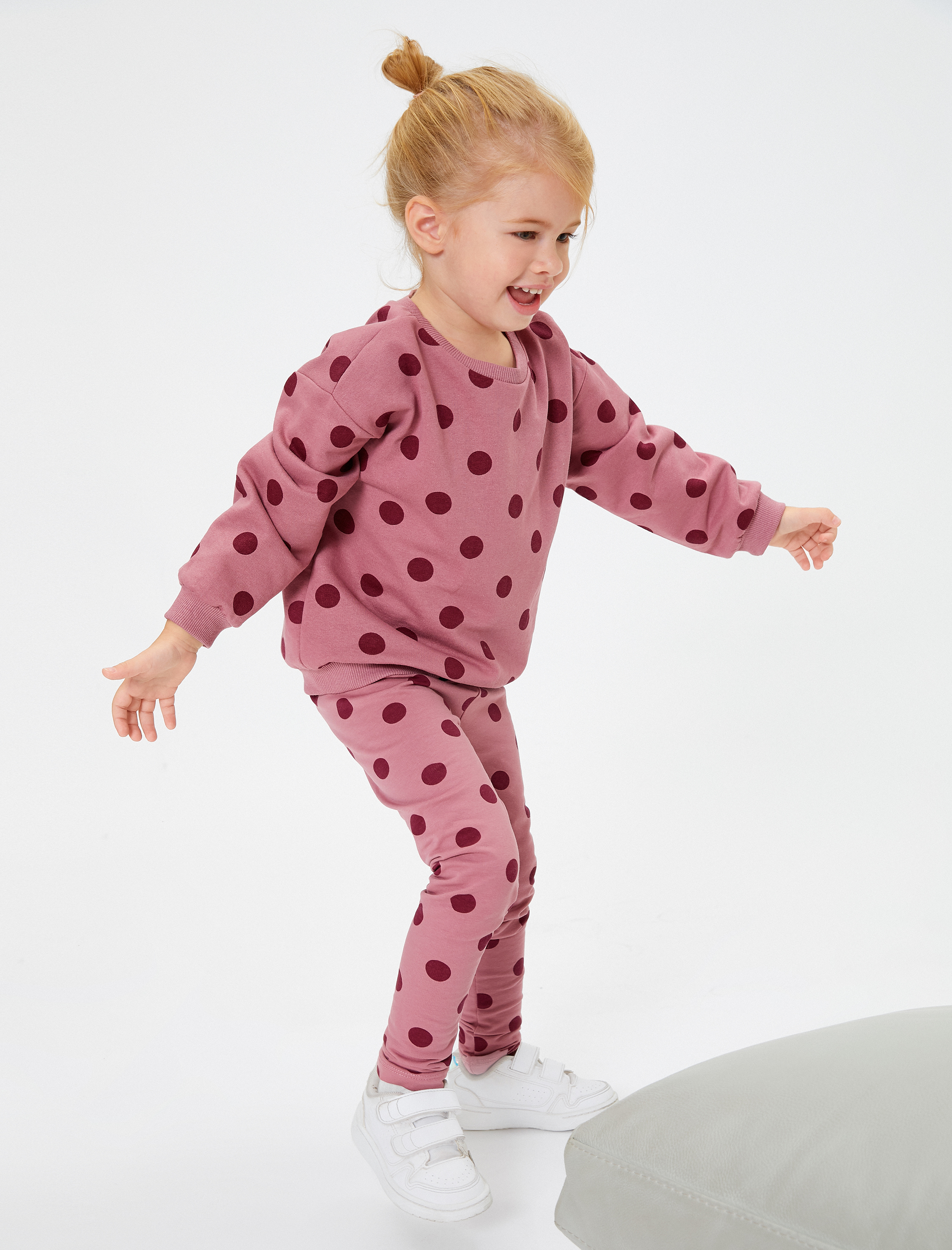  Kız Bebek Tayt Puantiyeli Beli Lastikli Pamuklu Şardonlu