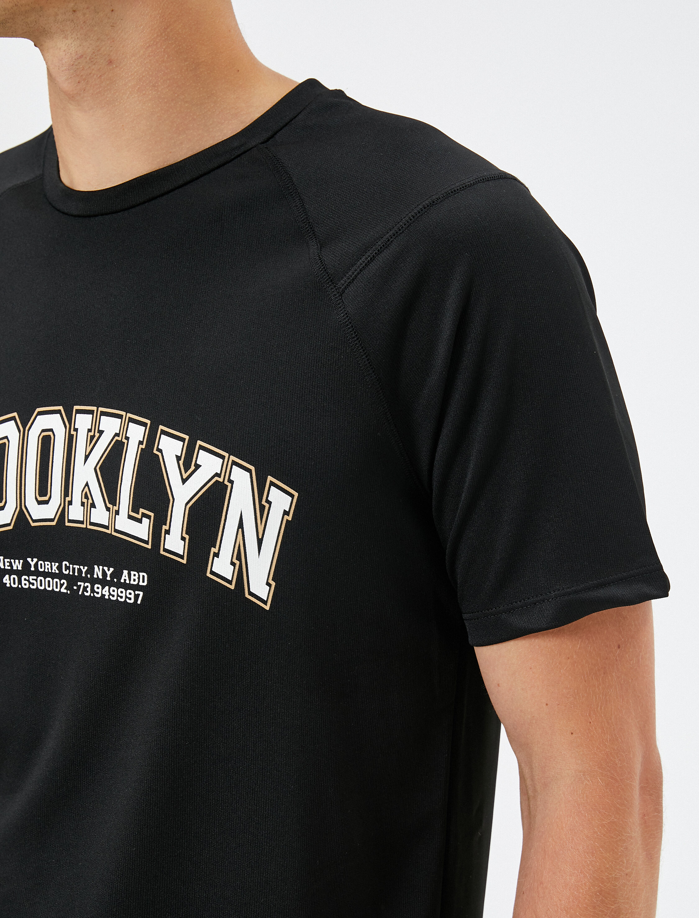   Spor Tişört Slogan Baskılı Bisiklet Yaka Reglan Kol