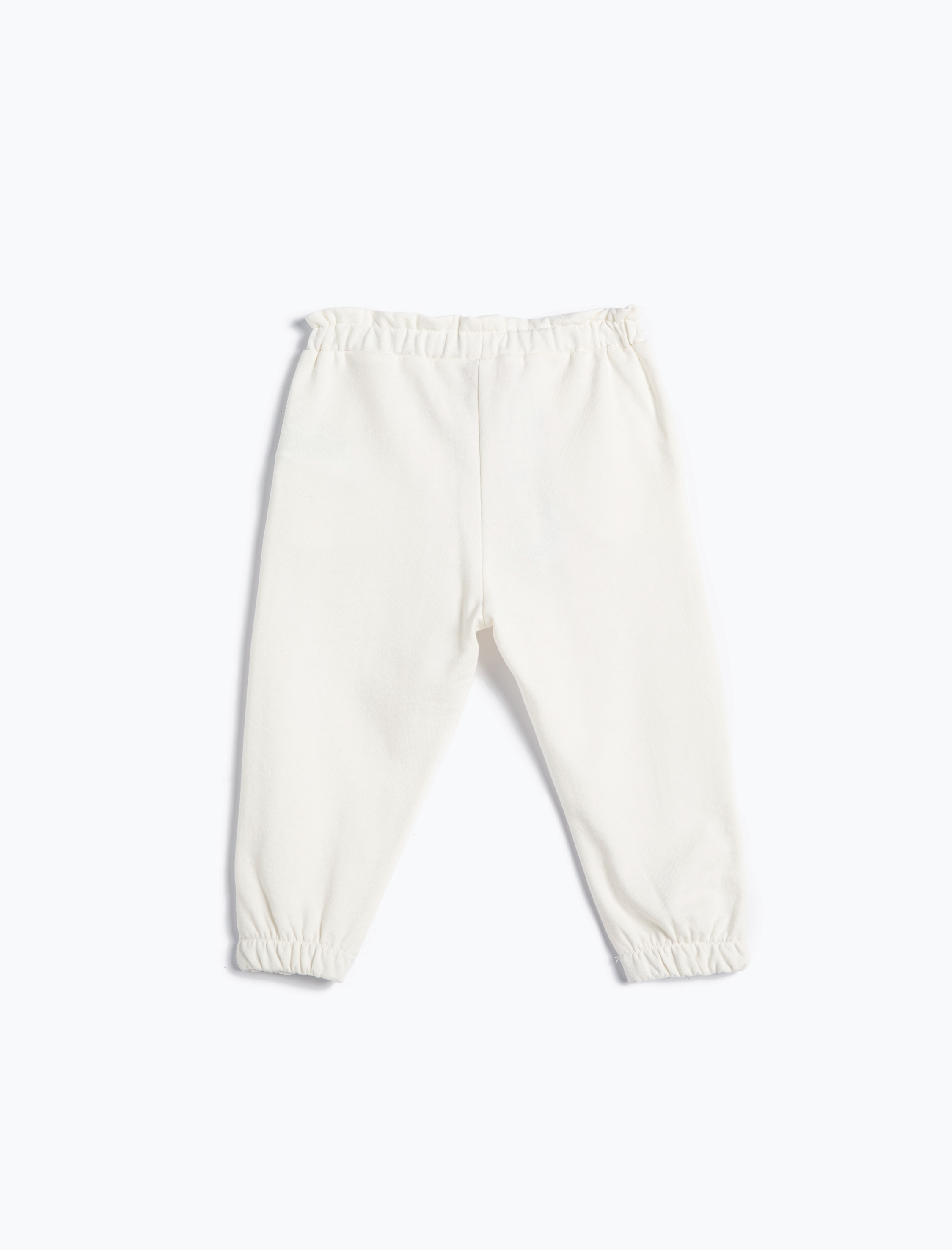  Kız Bebek Jogger Eşofman Altı Beli Lastikli Cepli Fırfır Detaylı Pamuklu Şardonlu