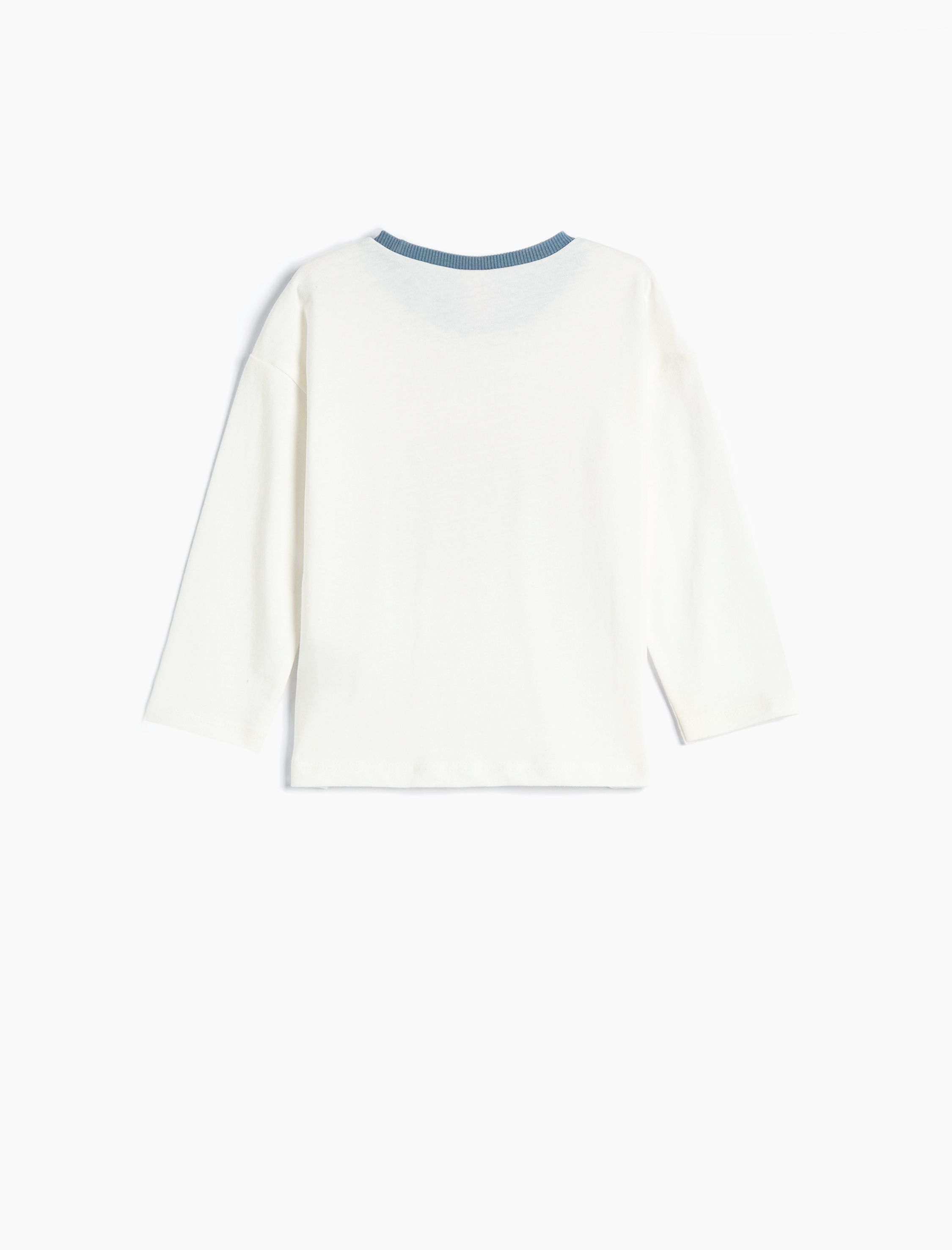  Erkek Bebek Baskılı Tişört Uzun Kollu Bisiklet Yaka Pamuklu