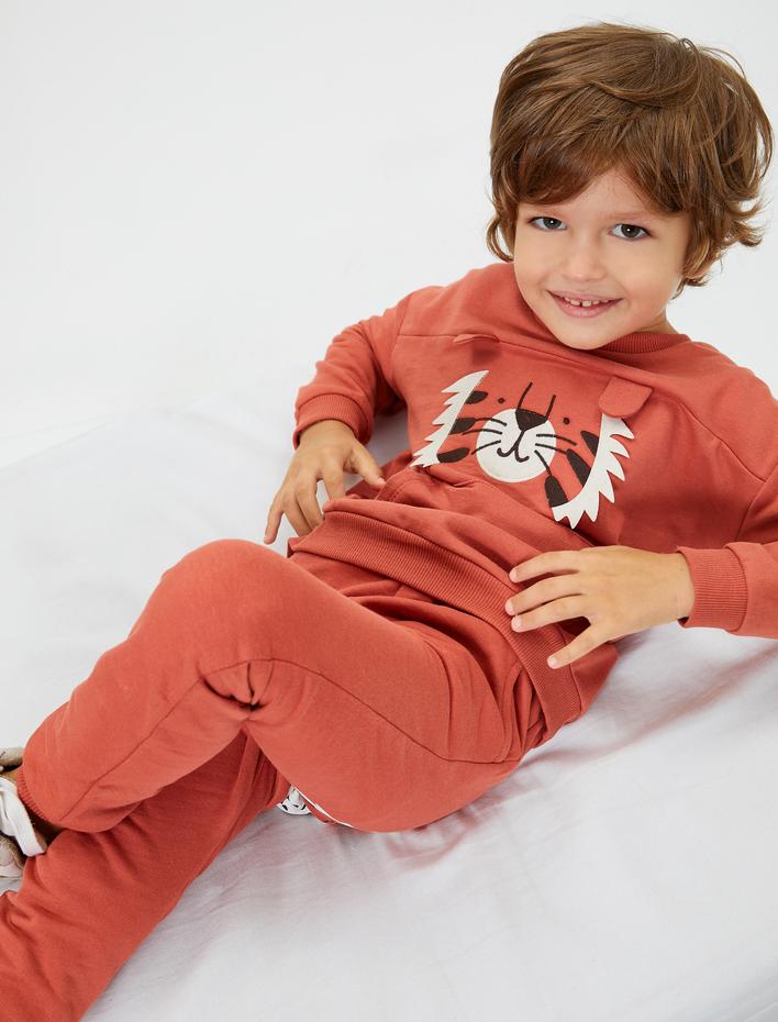 Erkek Bebek Basic Jogger Eşofman Altı Şardonlu Beli Bağlamalı Cepli Pamuklu