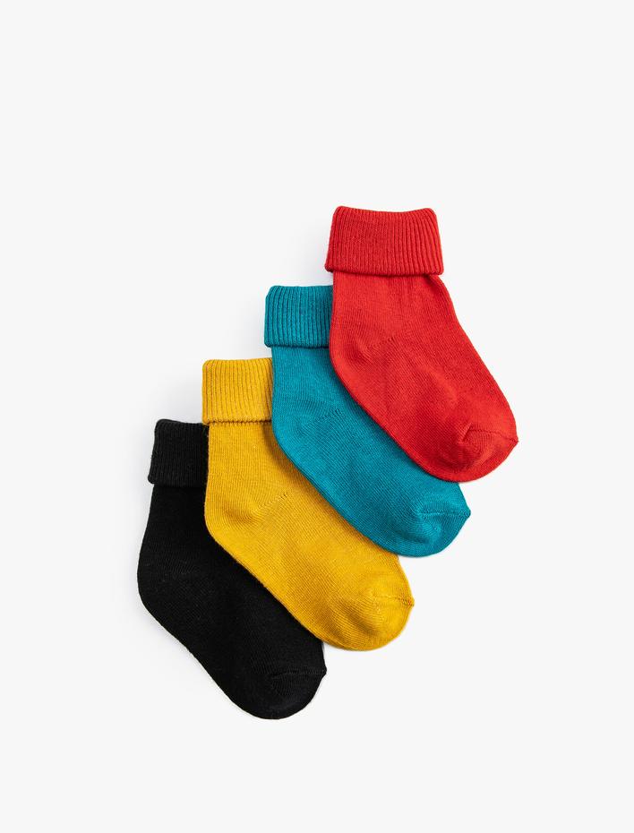 Erkek Bebek Basic Çorap Seti Çok Renkli Pamuk Karışımlı 4’li