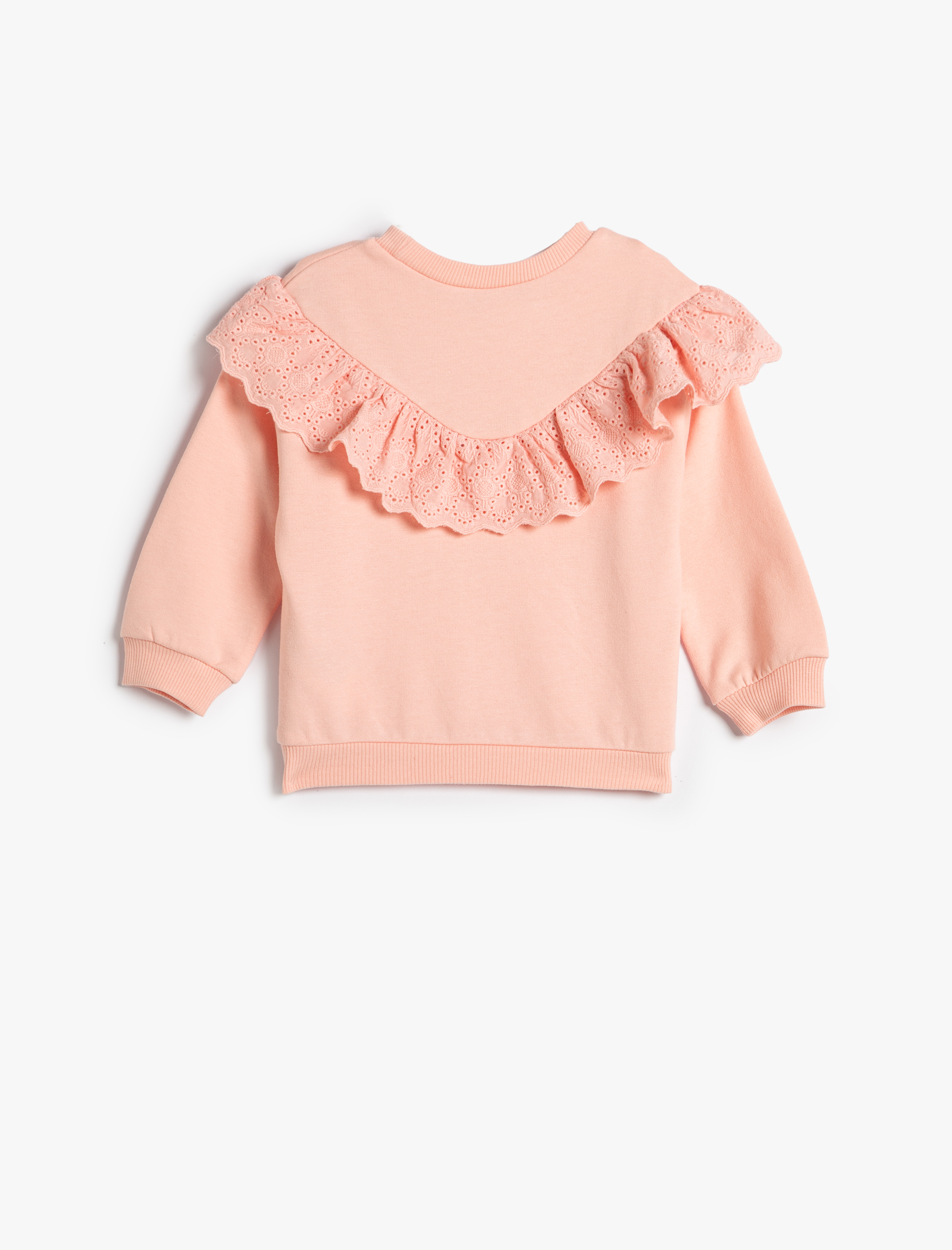  Kız Bebek Fırfırlı Sweat Şardonlu Bisiklet Yaka Pamuklu