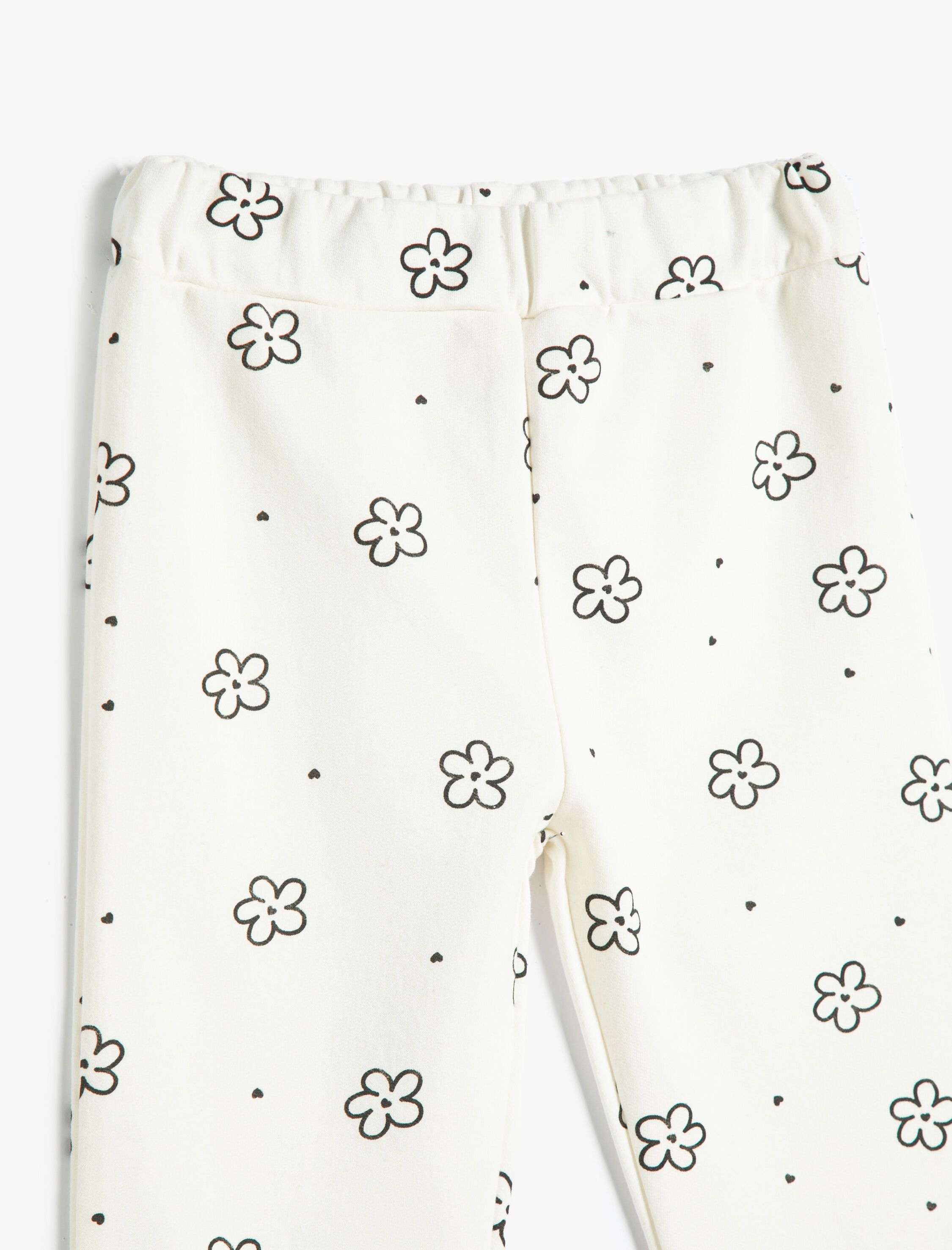  Kız Bebek Çiçekli Jogger Eşofman Altı Şardonlu Pamuklu Beli Lastikli