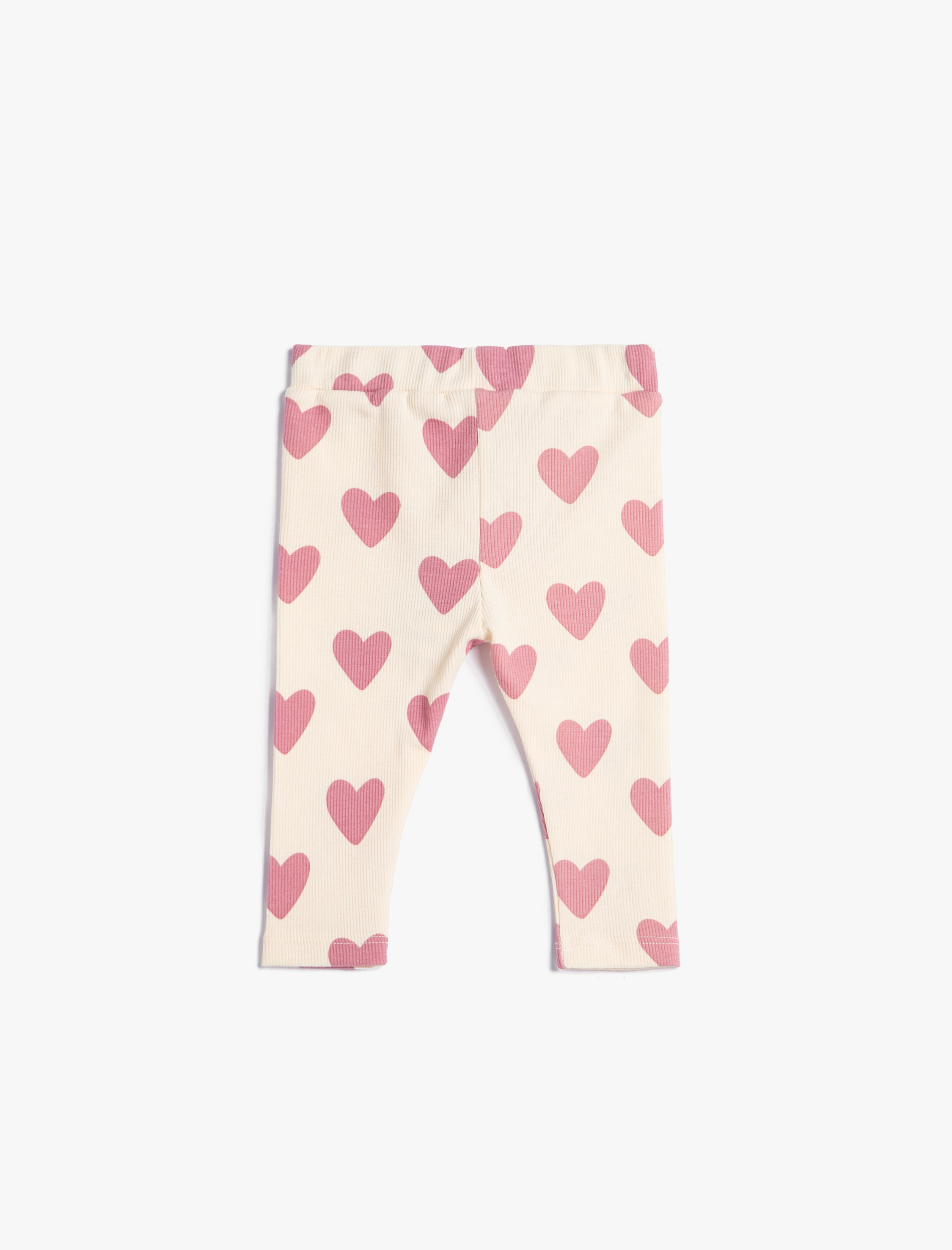  Kız Bebek Kalpli Tayt Beli Lastikli Fitilli Pamuklu