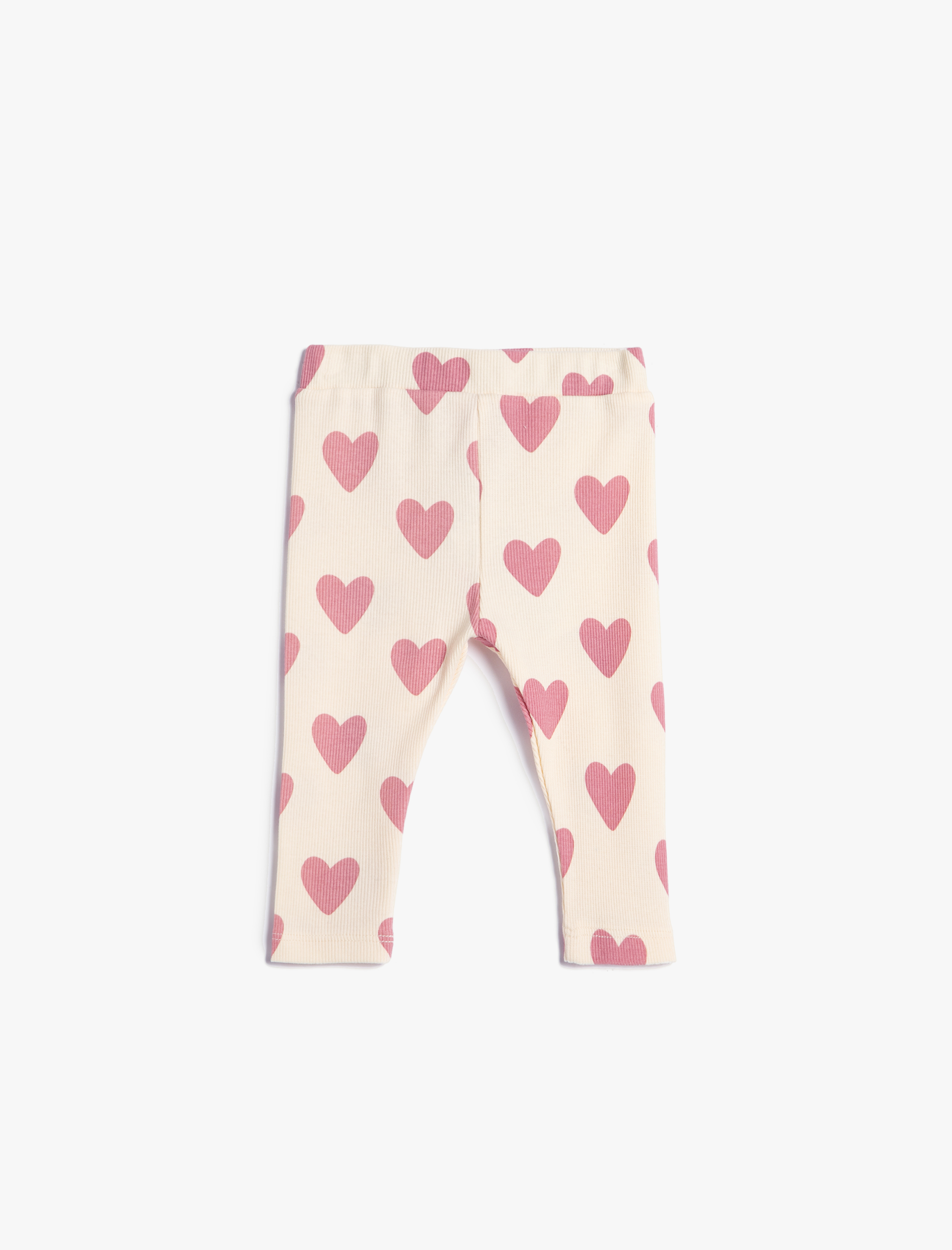  Kız Bebek Kalpli Tayt Beli Lastikli Fitilli Pamuklu