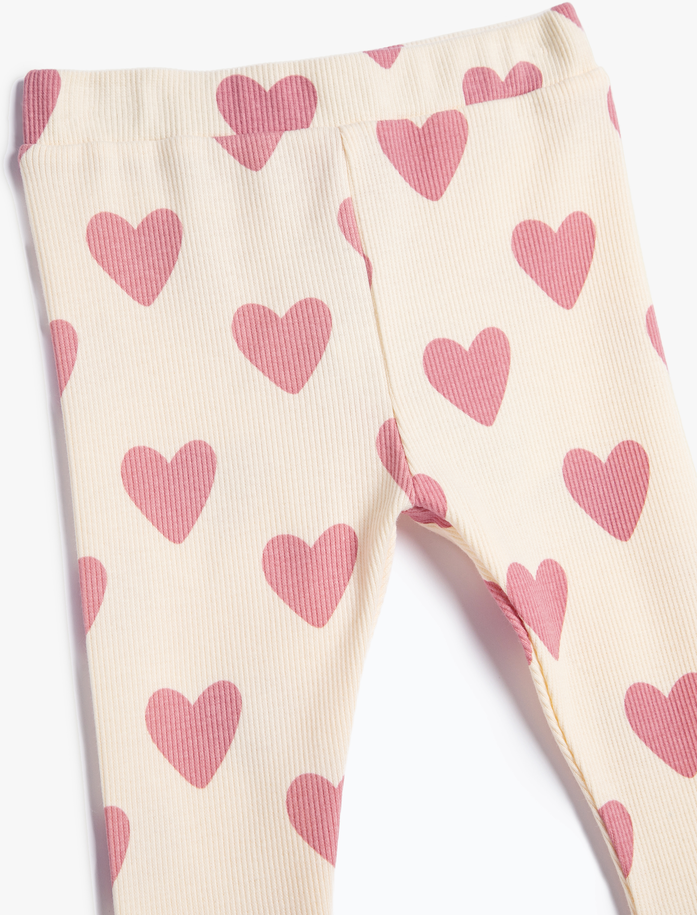  Kız Bebek Kalpli Tayt Beli Lastikli Fitilli Pamuklu