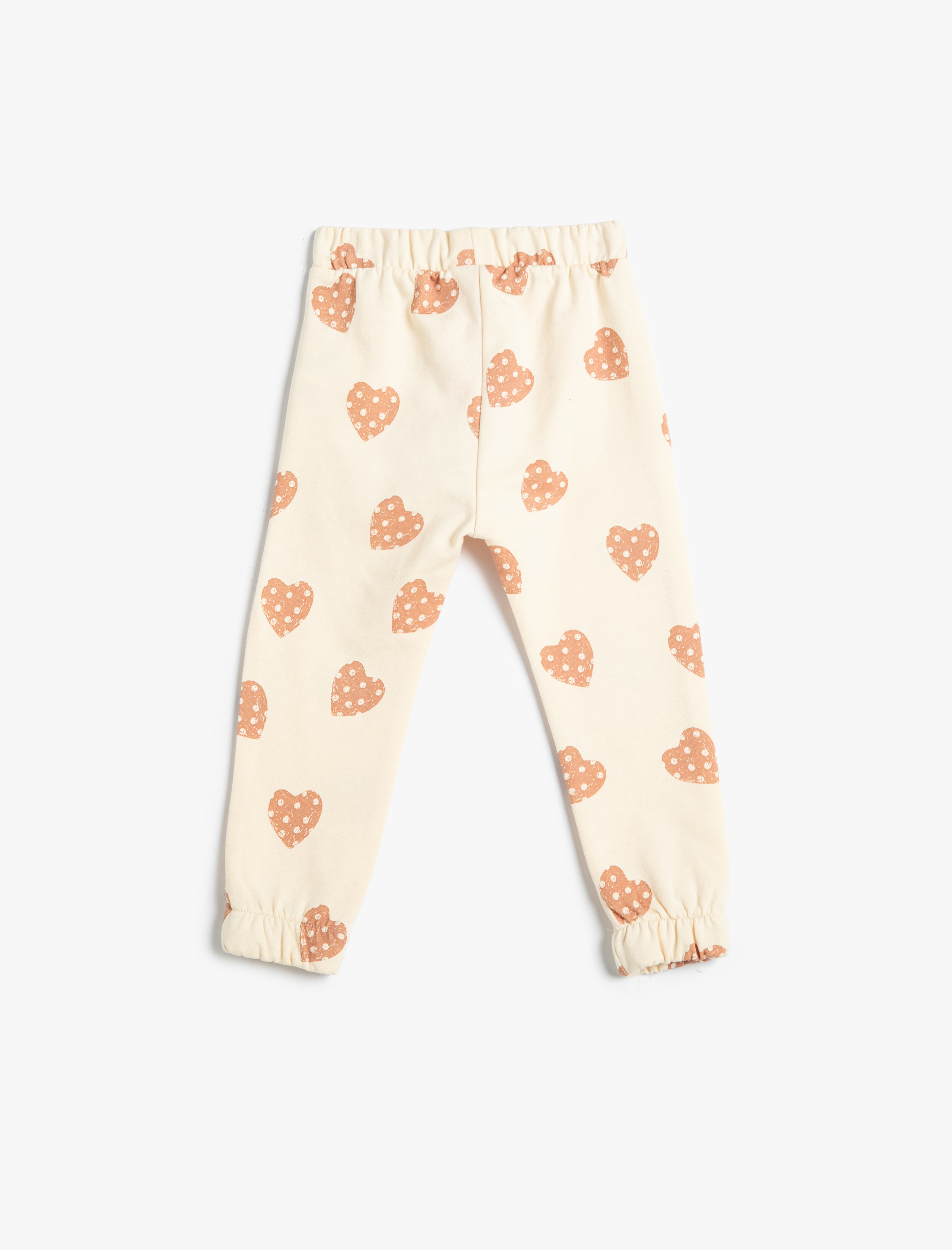  Kız Bebek Kalpli Jogger Eşofman Altı Şardonlu Pamuklu Beli Lastikli