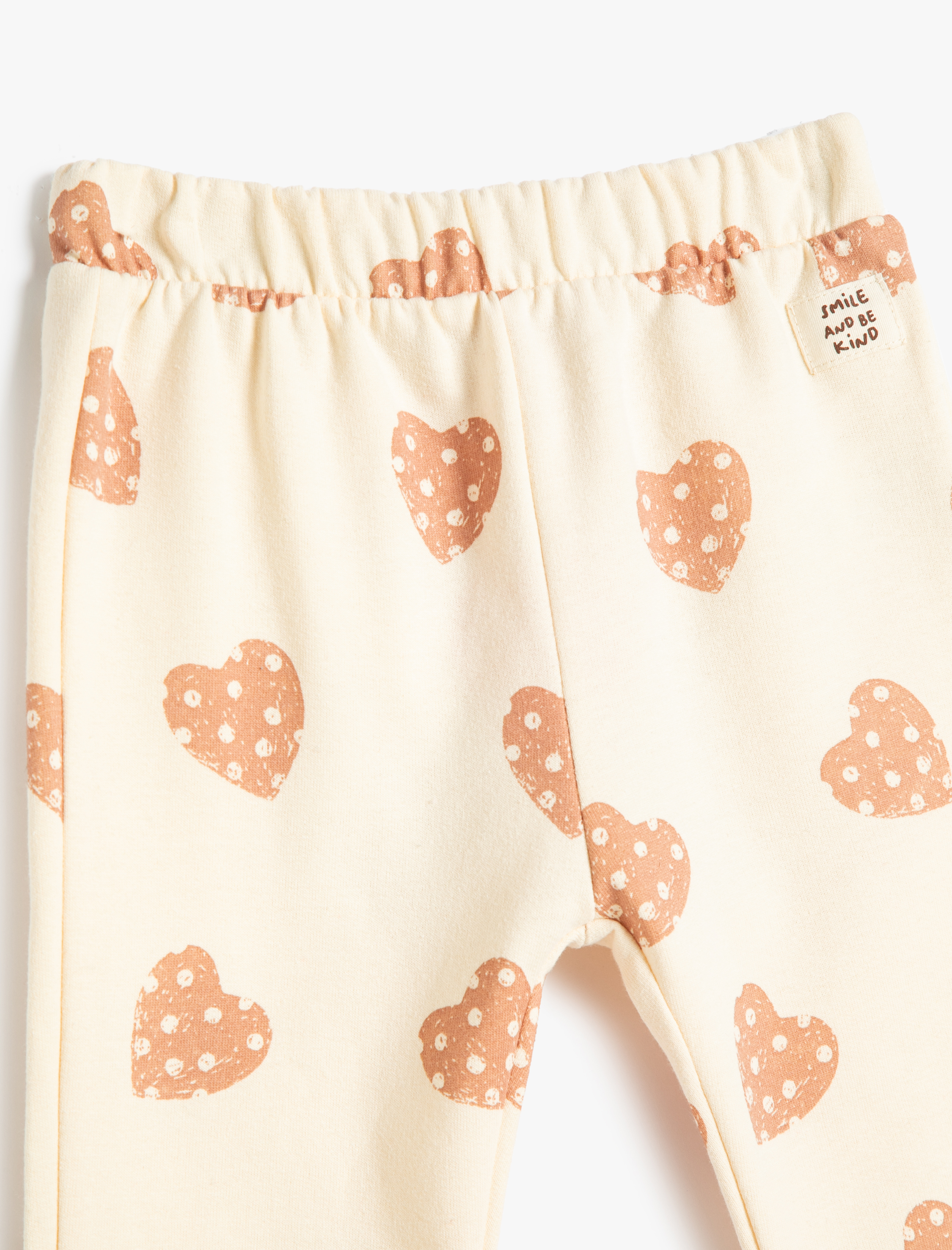  Kız Bebek Kalpli Jogger Eşofman Altı Şardonlu Pamuklu Beli Lastikli