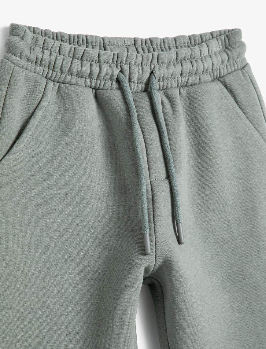  Erkek Çocuk Basic Jogger Eşofman Altı Şardonlu Beli Bağlamalı Cepli