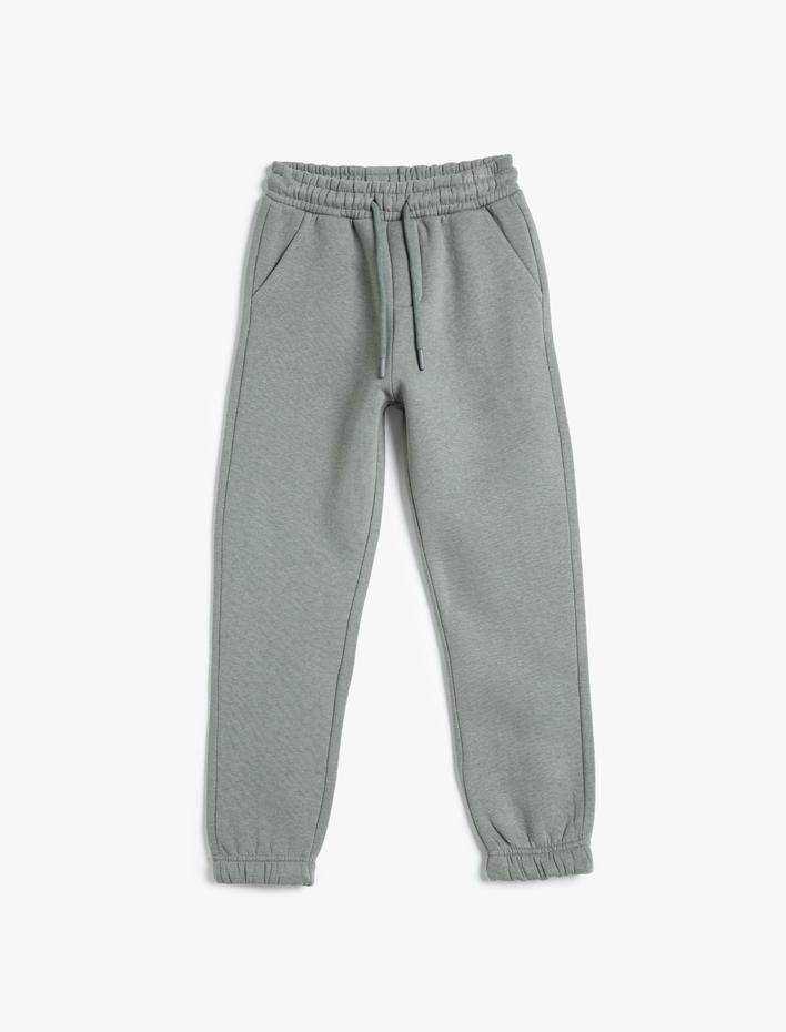 Erkek Çocuk Basic Jogger Eşofman Altı Şardonlu Beli Bağlamalı Cepli