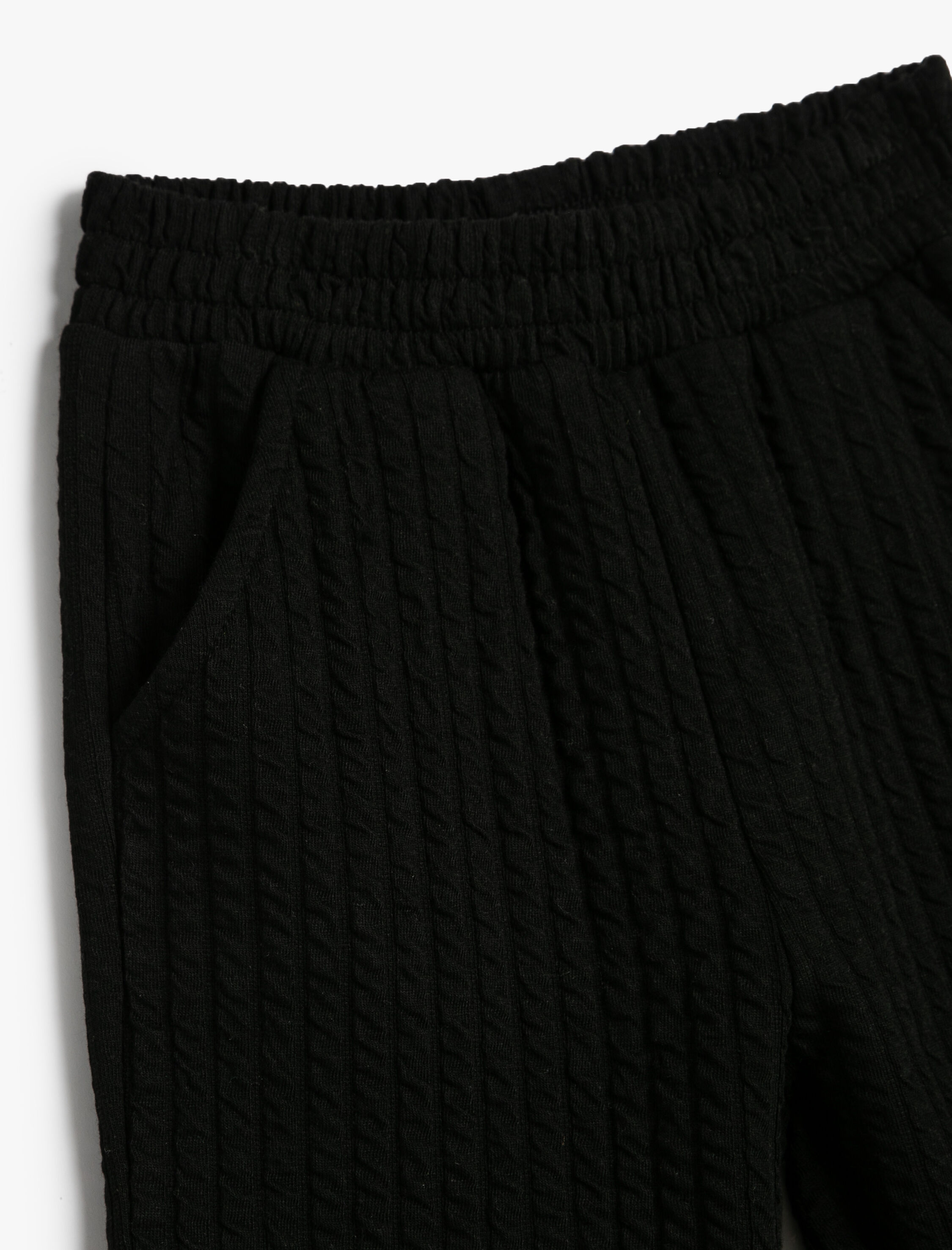  Kız Çocuk Basic Jogger Eşofman Altı Dokulu Beli Lastikli Cepli Şardonlu