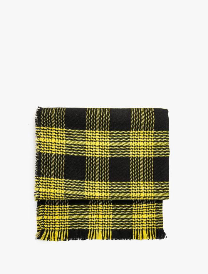 Kadın Şal Ekose Püsküllü Yumuşak Dokulu