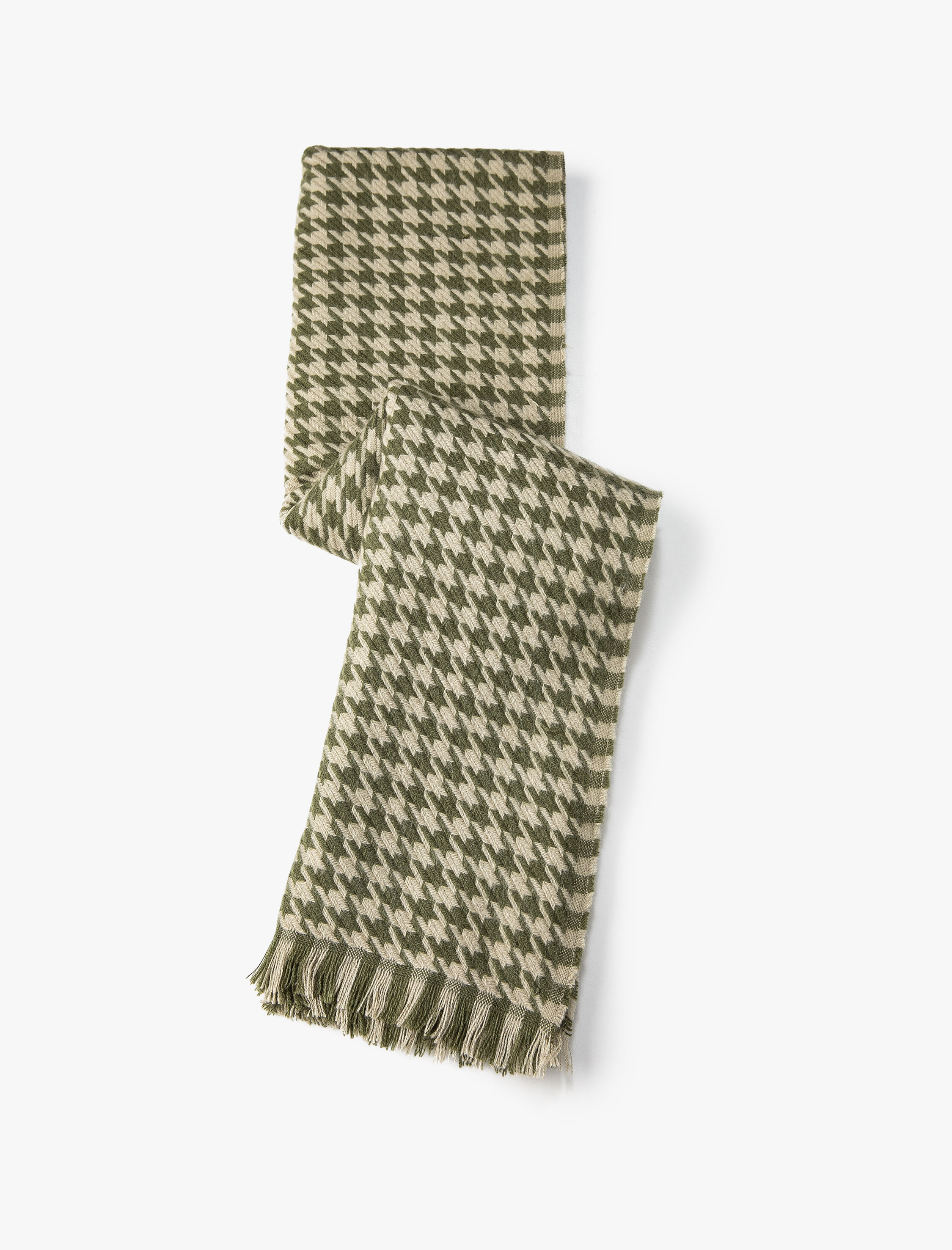  Kadın Kazayağı Desenli Atkı Püsküllü