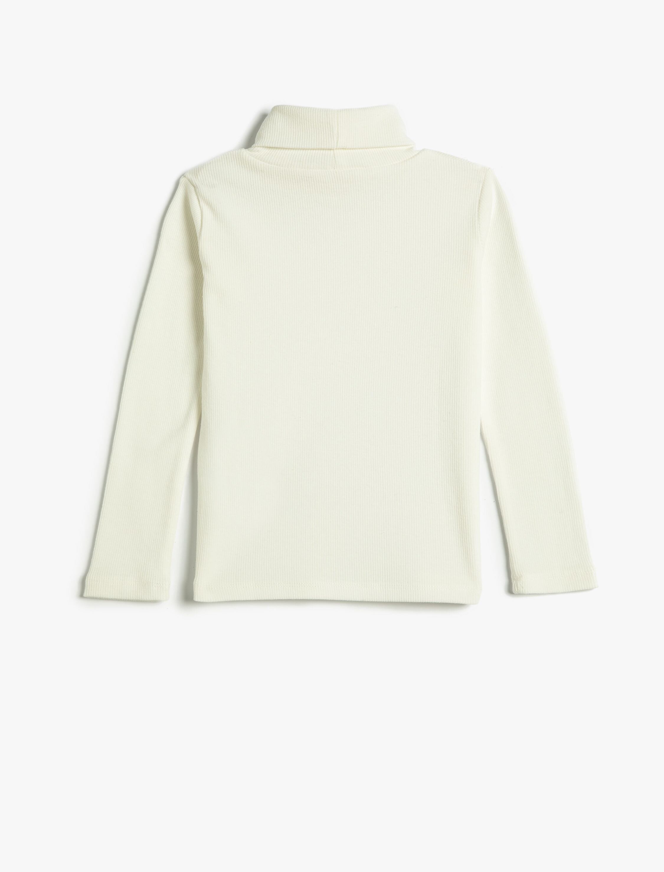  Kız Çocuk Balıkçı Yaka Tişört Basic Uzun Kollu Fitilli Pamuklu