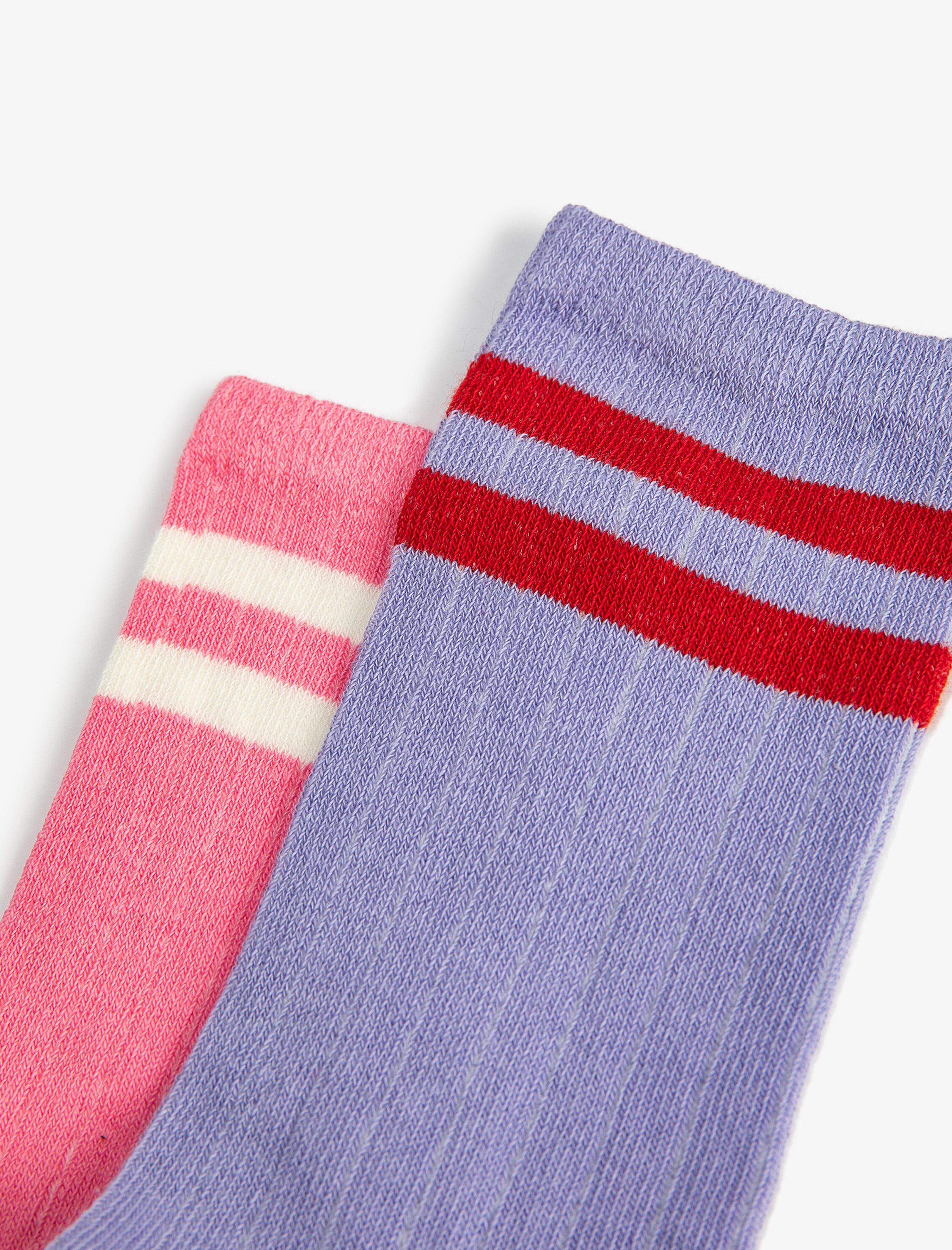  Kadın 2'li Soket Çorap Seti Şerit Detaylı