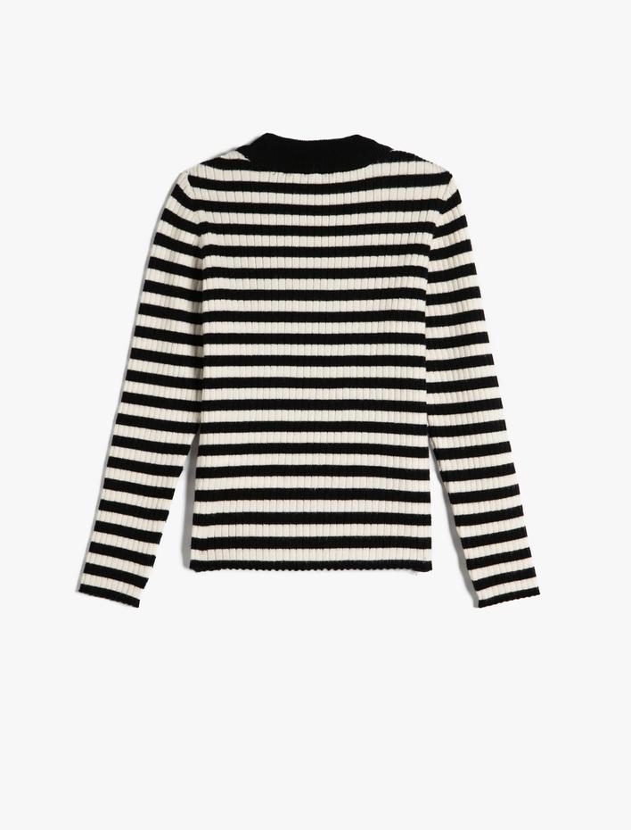 Kız Çocuk Kazak Uzun Kollu Yuvarlak Yaka Fitilli