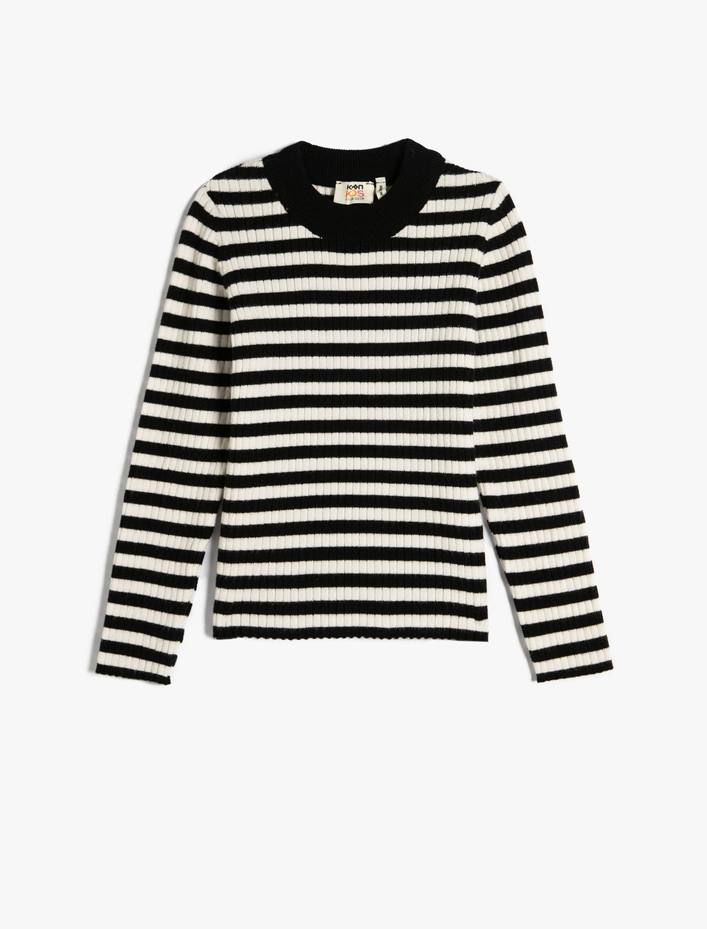  Kız Çocuk Kazak Uzun Kollu Yuvarlak Yaka Fitilli