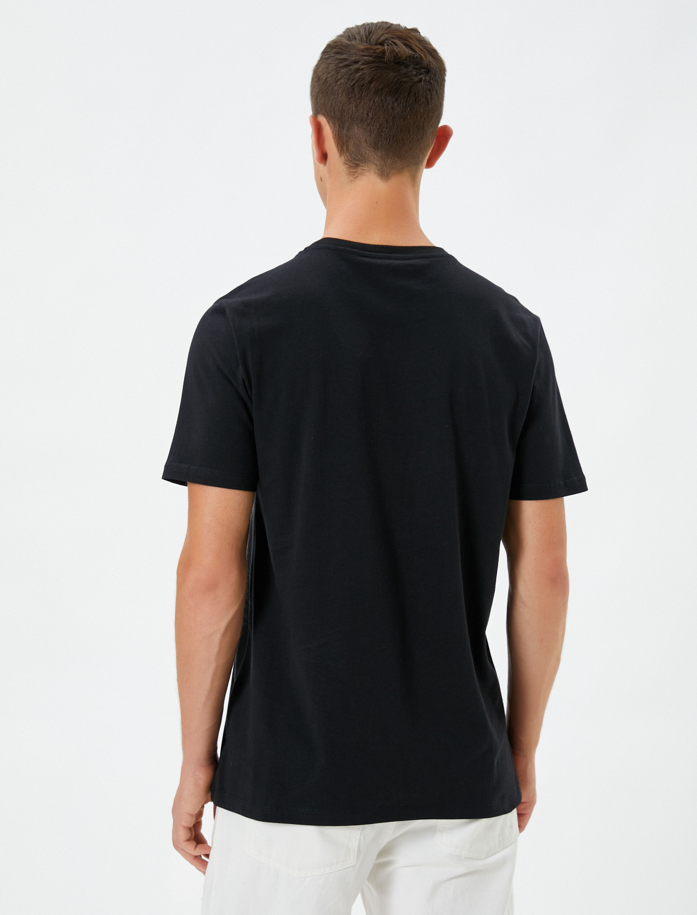   Slogan Baskılı Tişört Bisiklet Yaka Slim Fit Kısa Kollu