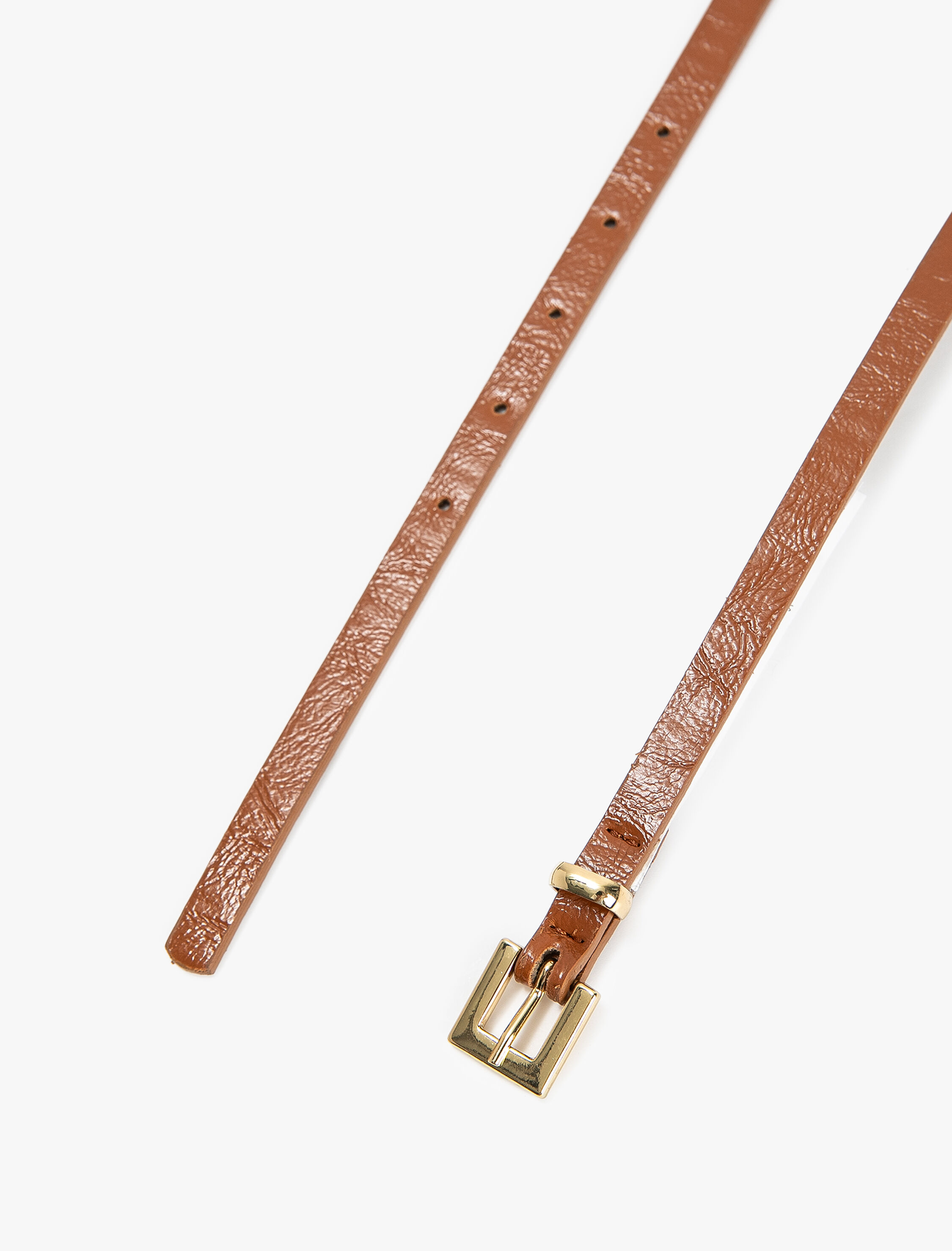  Kadın İnce Kemer Suni Deri Kare Toka Detaylı